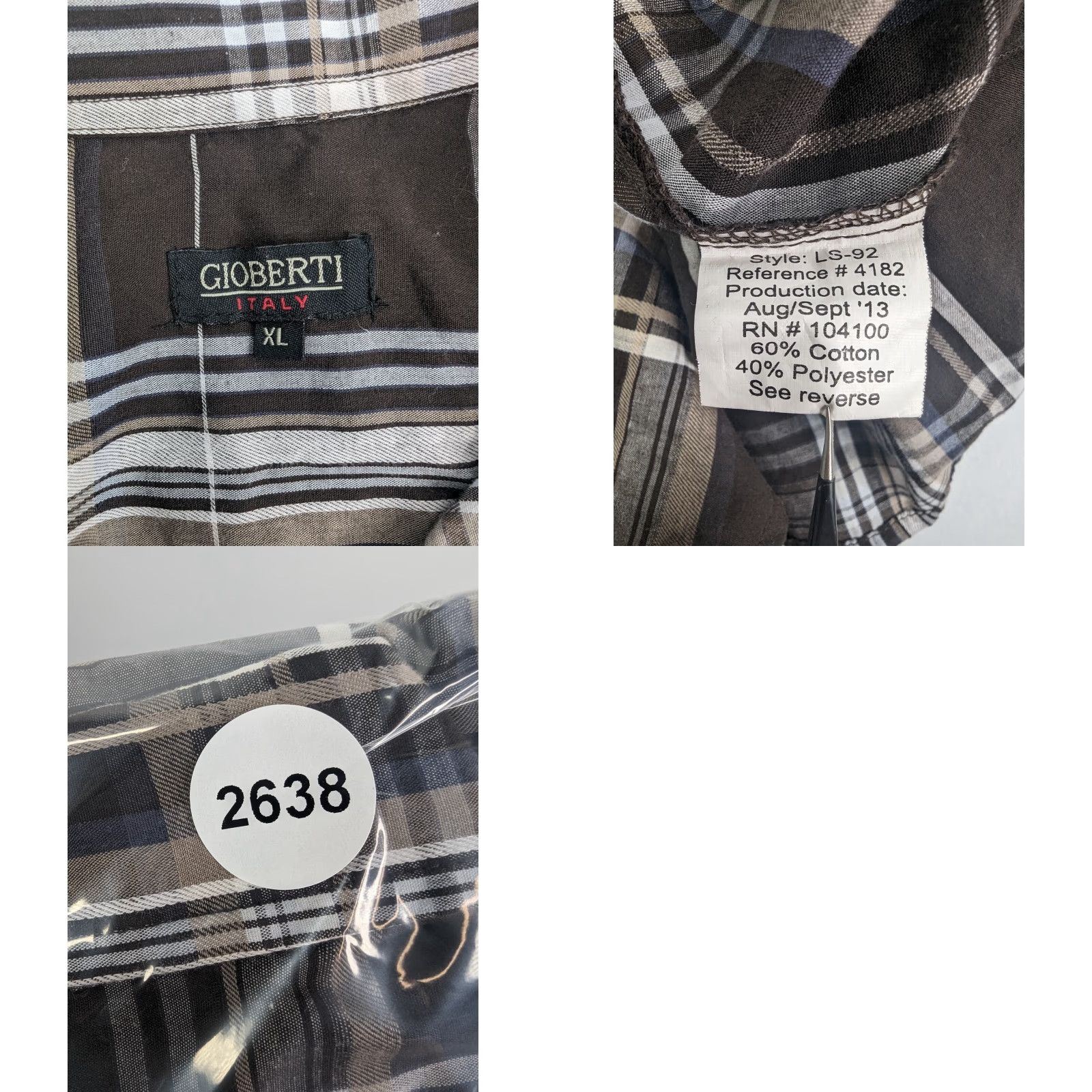 Vintage Gioberti Shirt Button-Up Long Sleeve Men XL Brown Plaid Casual Workwear Size US XL / EU 56 / 4 - 8 Thumbnail