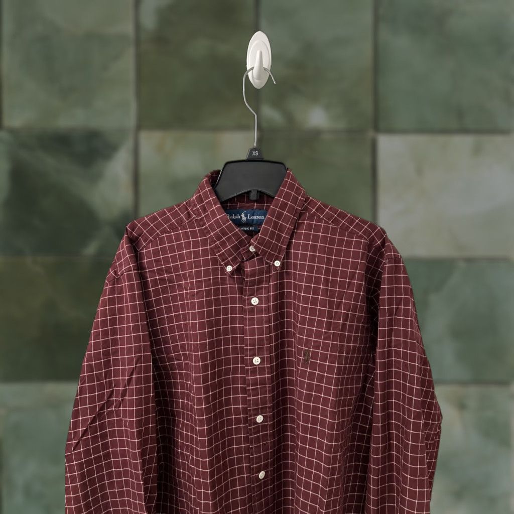 Ralph Lauren Ralph Lauren Shirt Mens Large Maroon Red Plaid Classic Fit Button-Down L/S Cotton Flannel Casual Modern Preppy Button-Up Size US L / EU 52-54 / 3 - 1 Thumbnail