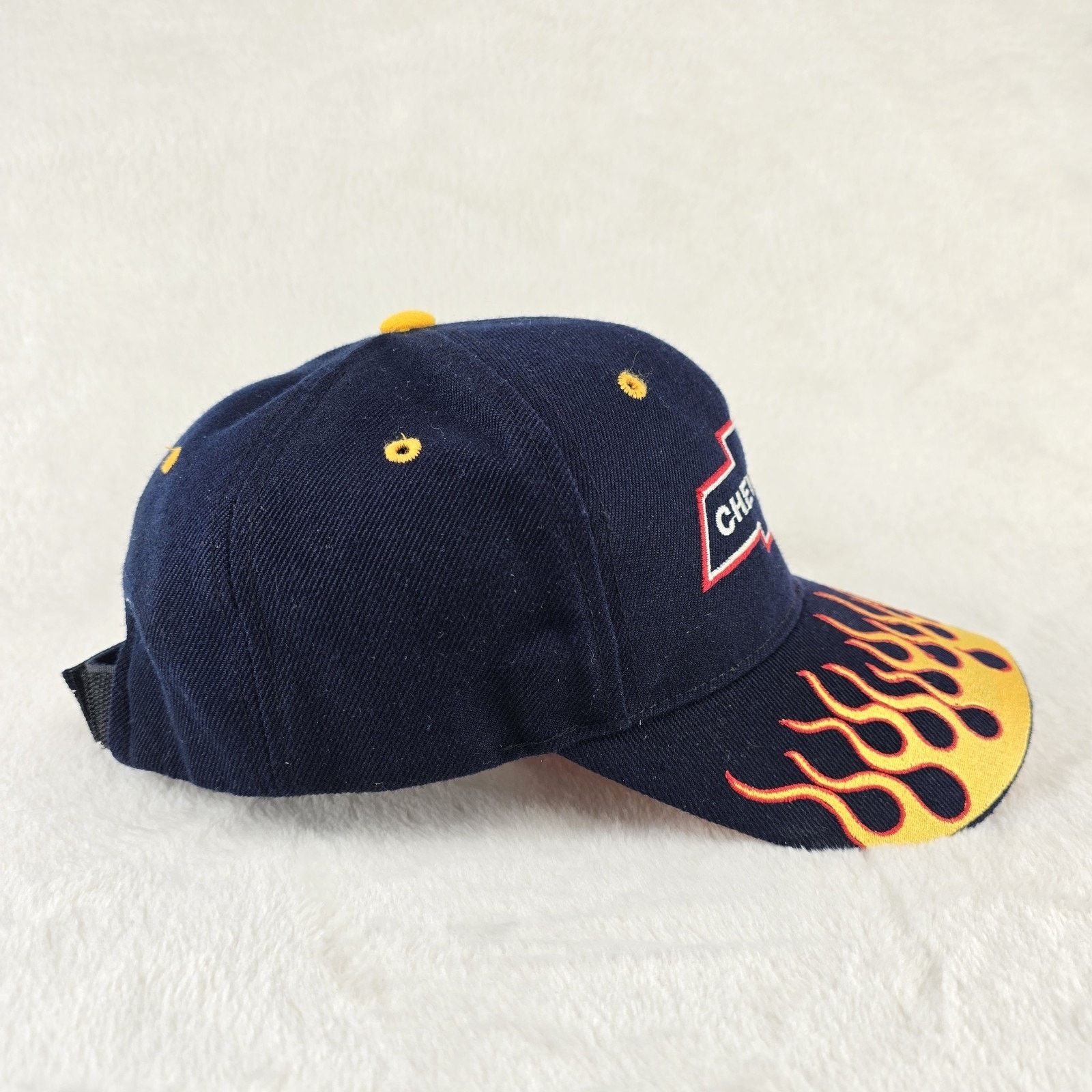 Other Vintage Chevrolet Chevy Navy Strapback Wool Hat Cap Flames Size ONE SIZE - 5 Thumbnail
