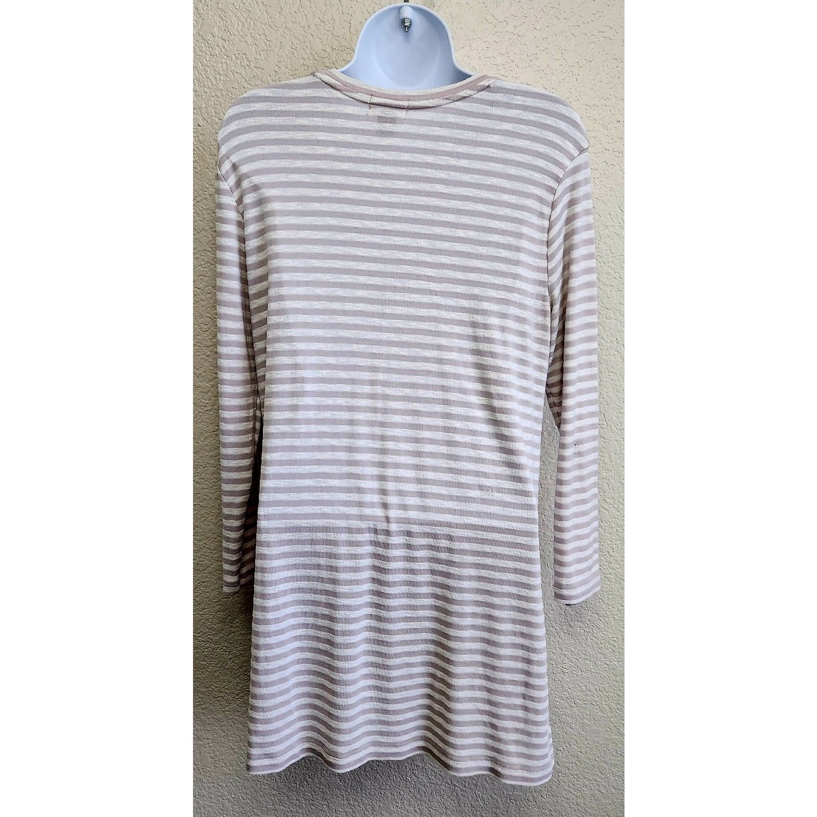 Old Navy Old Navy Tan White Striped Long Sleeves Top Small Size S / US 4 / IT 40 - 4 Thumbnail