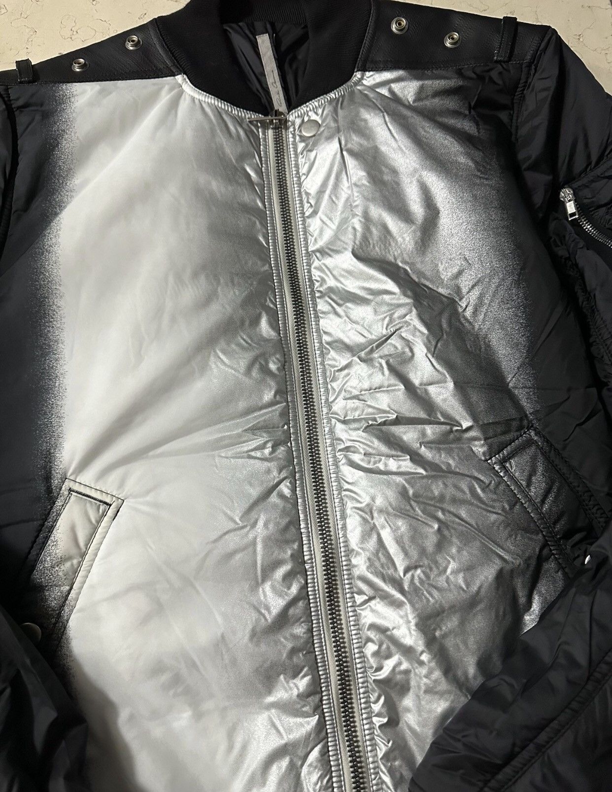 Rick Owens Rick Owen RO Black Silver Down Collar Zipper Jacket Size US L / EU 52-54 / 3 - 6 Thumbnail