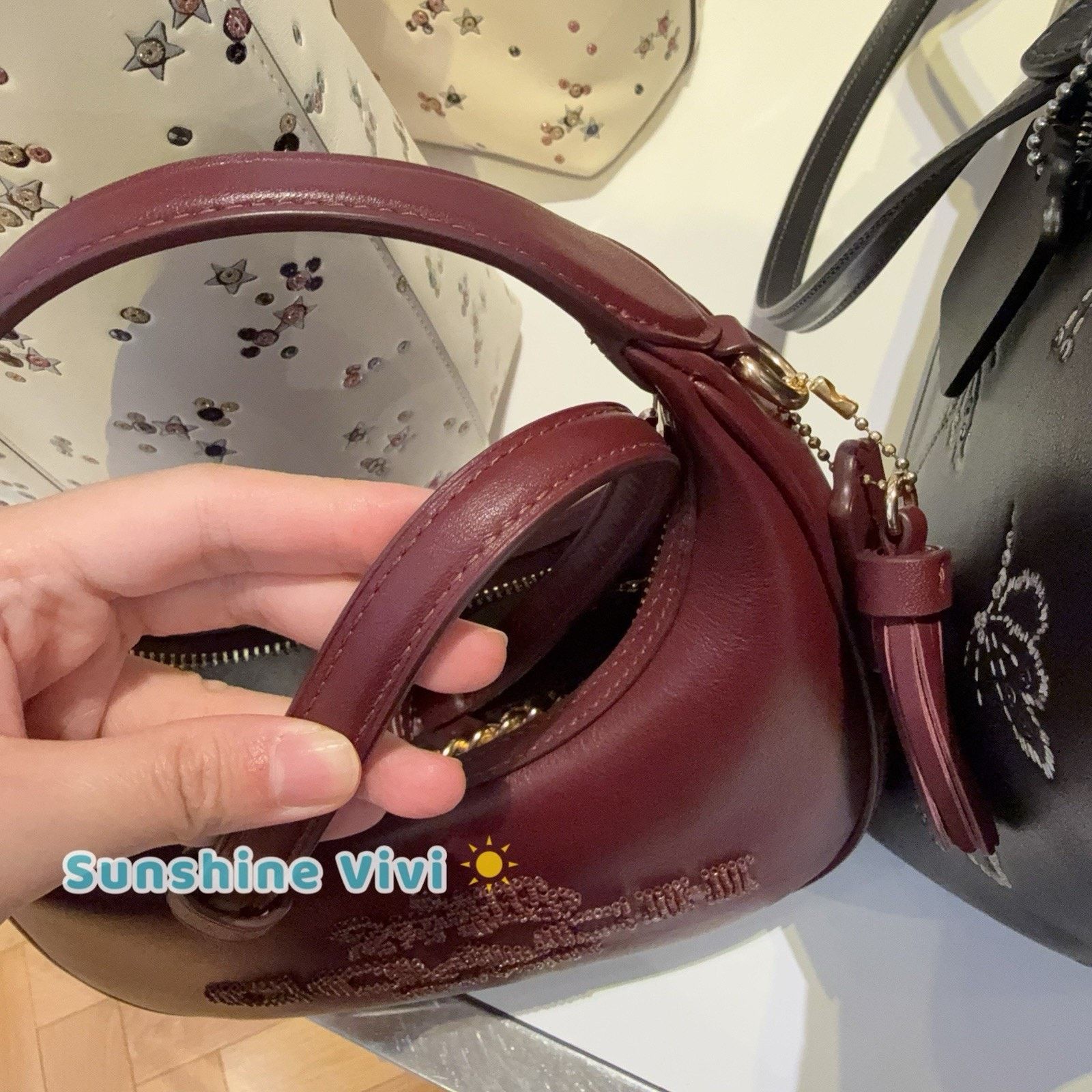 Coach NWT Coach Carmen Mini Crossbody Bag Beaded CCE60 Dark Wine Size ONE SIZE - 6 Thumbnail