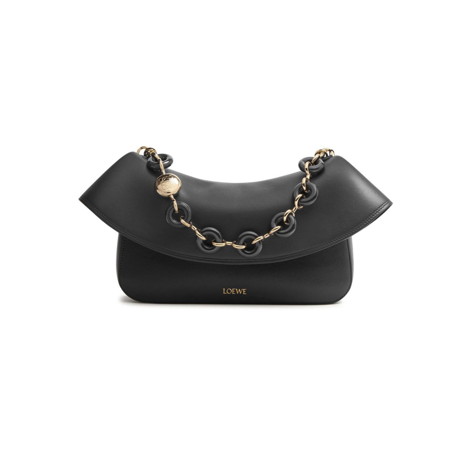 LOEWE Ola Medium Black Leather Shoulder Bag New & Authentic