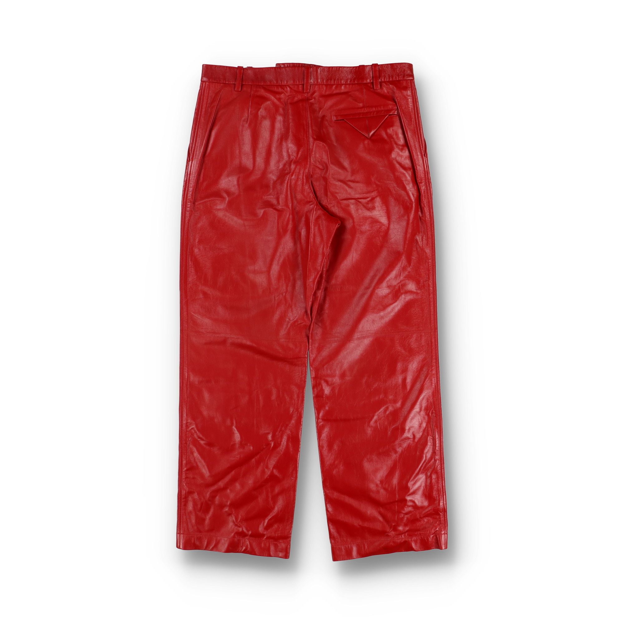 Bottega Veneta Shiny Red Straight-Leg Lambskin Leather Trousers Size US 38 / EU 54 - 5 Thumbnail