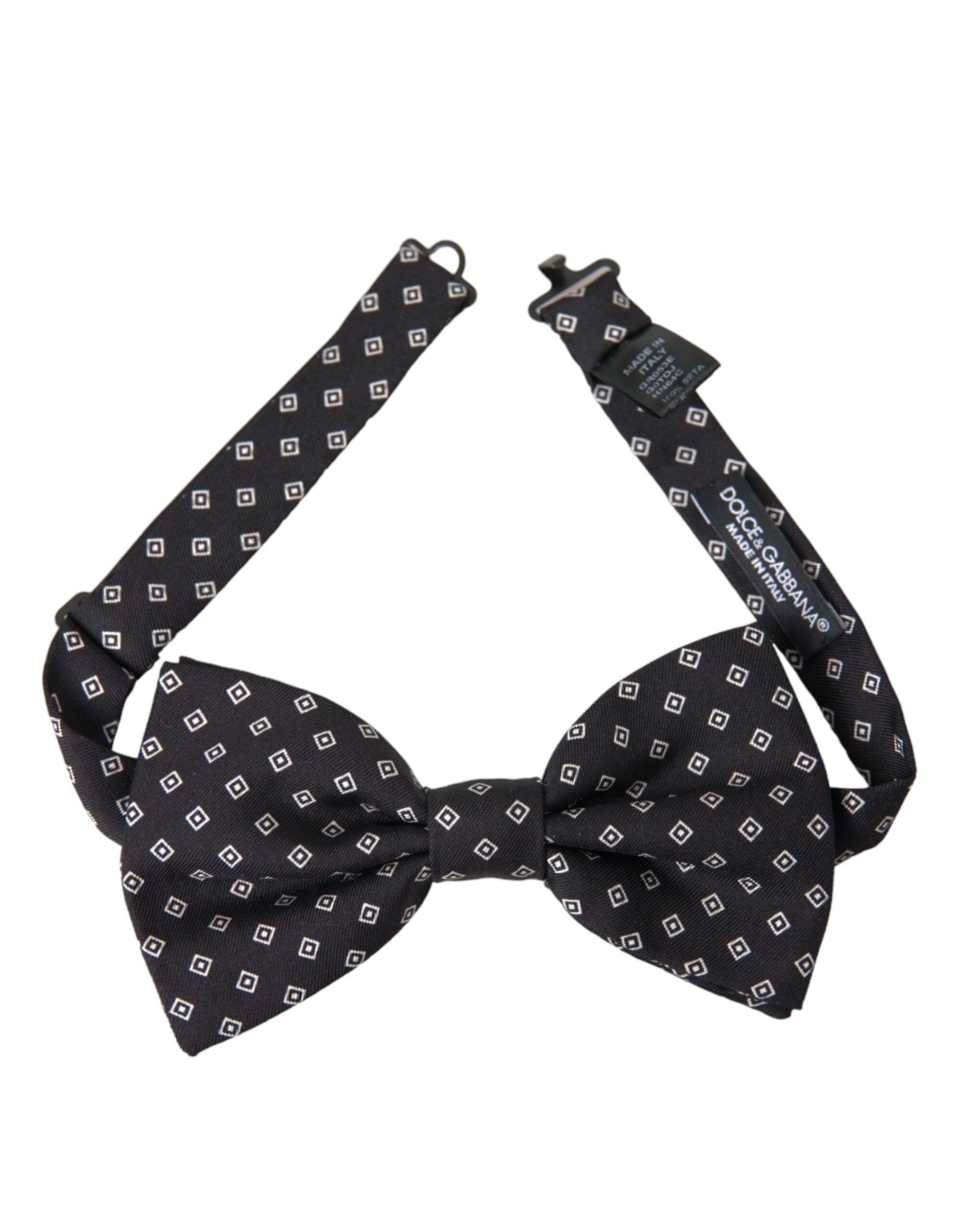Black Patterned Silk Adjustable Neck Men Bow Men's Tie