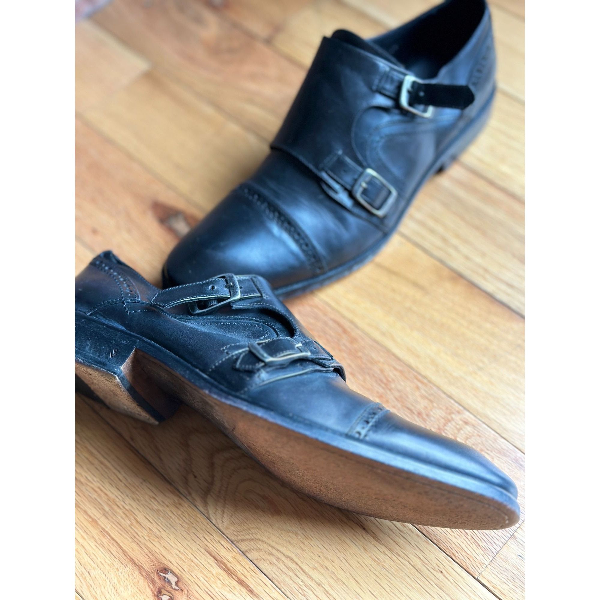 John Varvatos $698 JOHN VARVATOS COLLECTION FLEETWOOD DOUBLE MONK STRAP BL Size US 11 / EU 44 - 3 Thumbnail