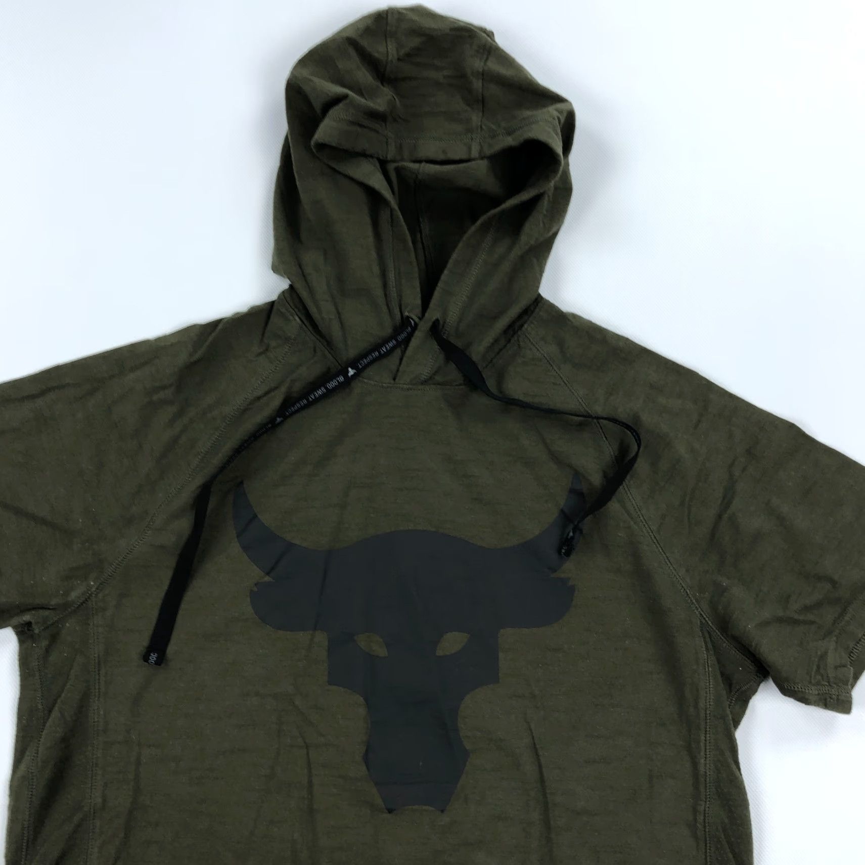 Under Armour Under Armour Project Rock Hoodie Shirt Mens Small Charged Cotton Green Crew Neck Pullover with Hooded Pockets Gym Workout Short Sleeve Size US S / EU 44-46 / 1 - 2 Thumbnail