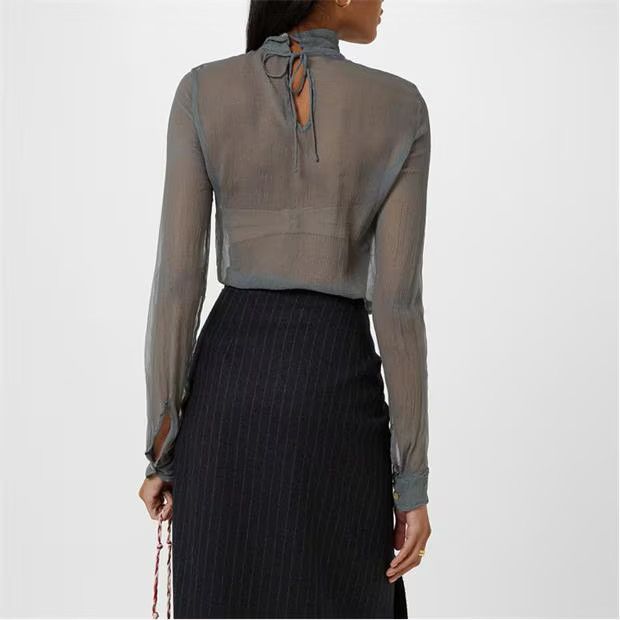 Dries Van Noten o1g2r1mq1024 Crop Top in Light Grey Size M / US 6-8 / IT 42-44 - 5 Thumbnail