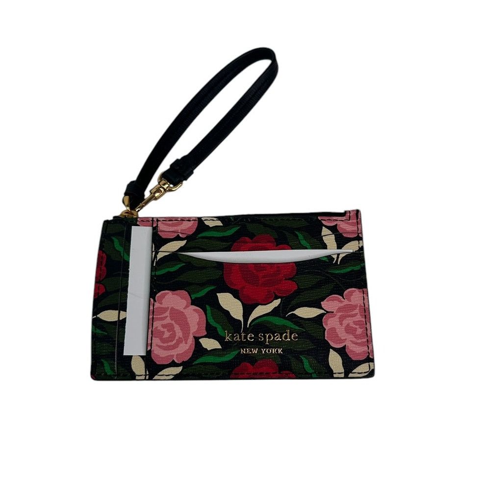 Kate Spade Kate Spade Morgan Rose Garden Coin Card Case Wristlet Black Size ONE SIZE - 1 Thumbnail