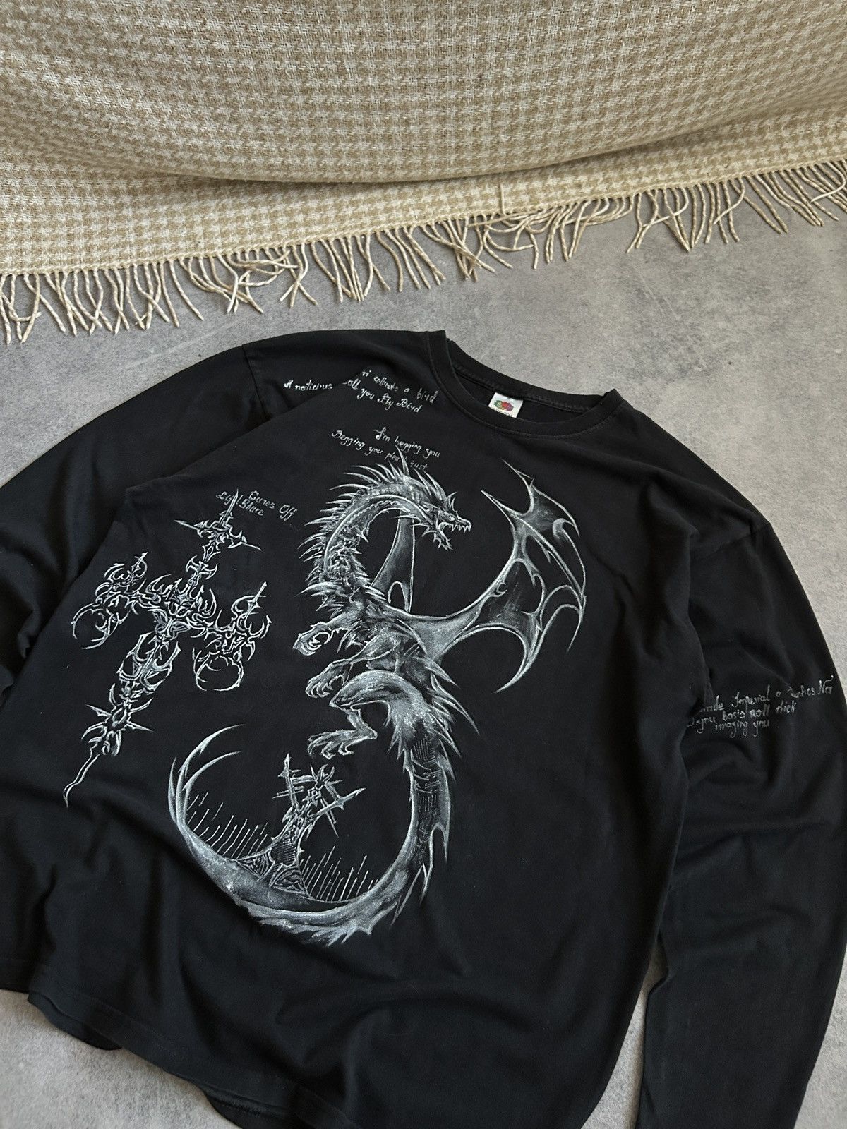 Handmade Mens Black Hand Made custom Long-sleeved Cyber Sigilism y2k Size US L / EU 52-54 / 3 - 3 Thumbnail
