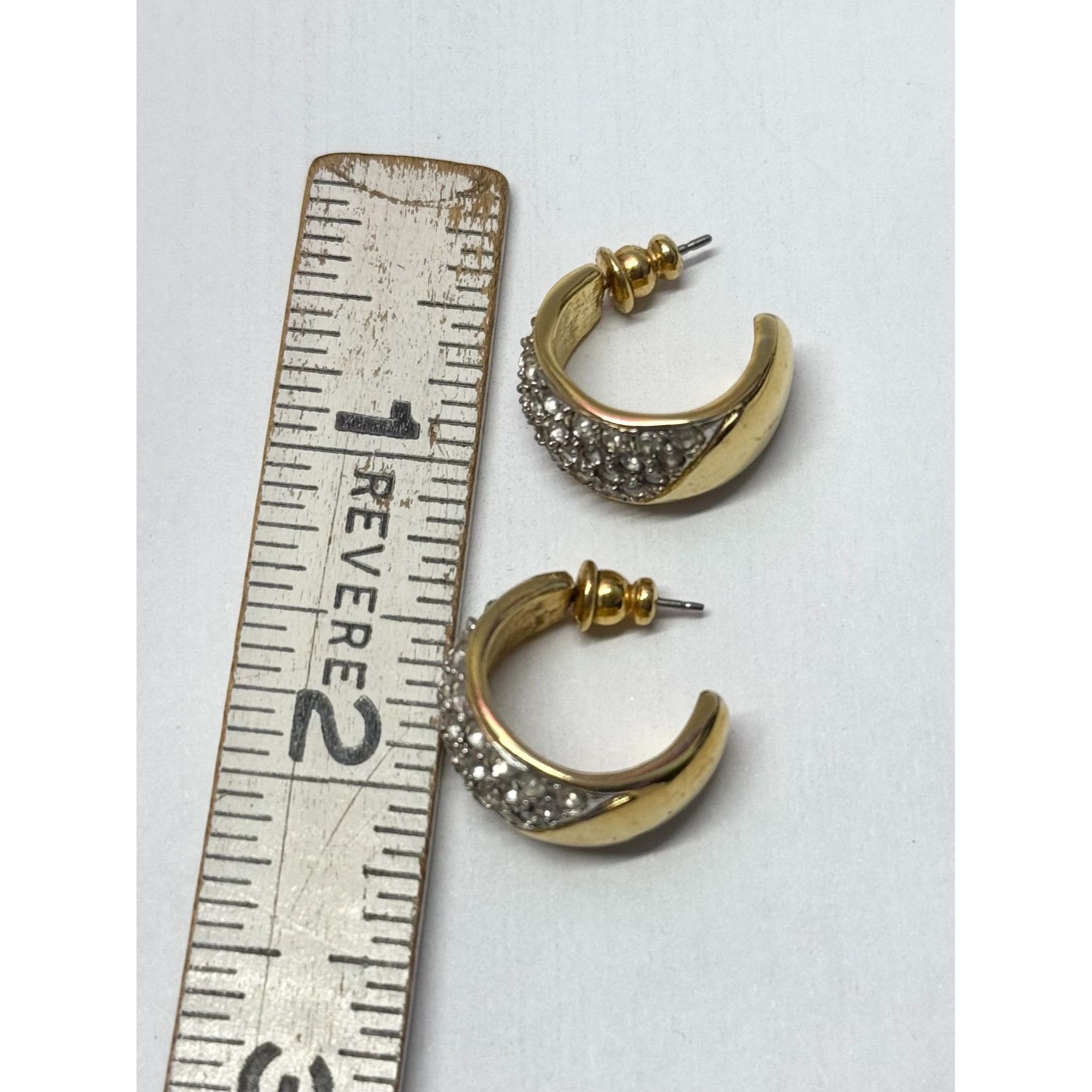 Vintage Vintage rhinestone gold hoop earrings Size ONE SIZE - 5 Thumbnail