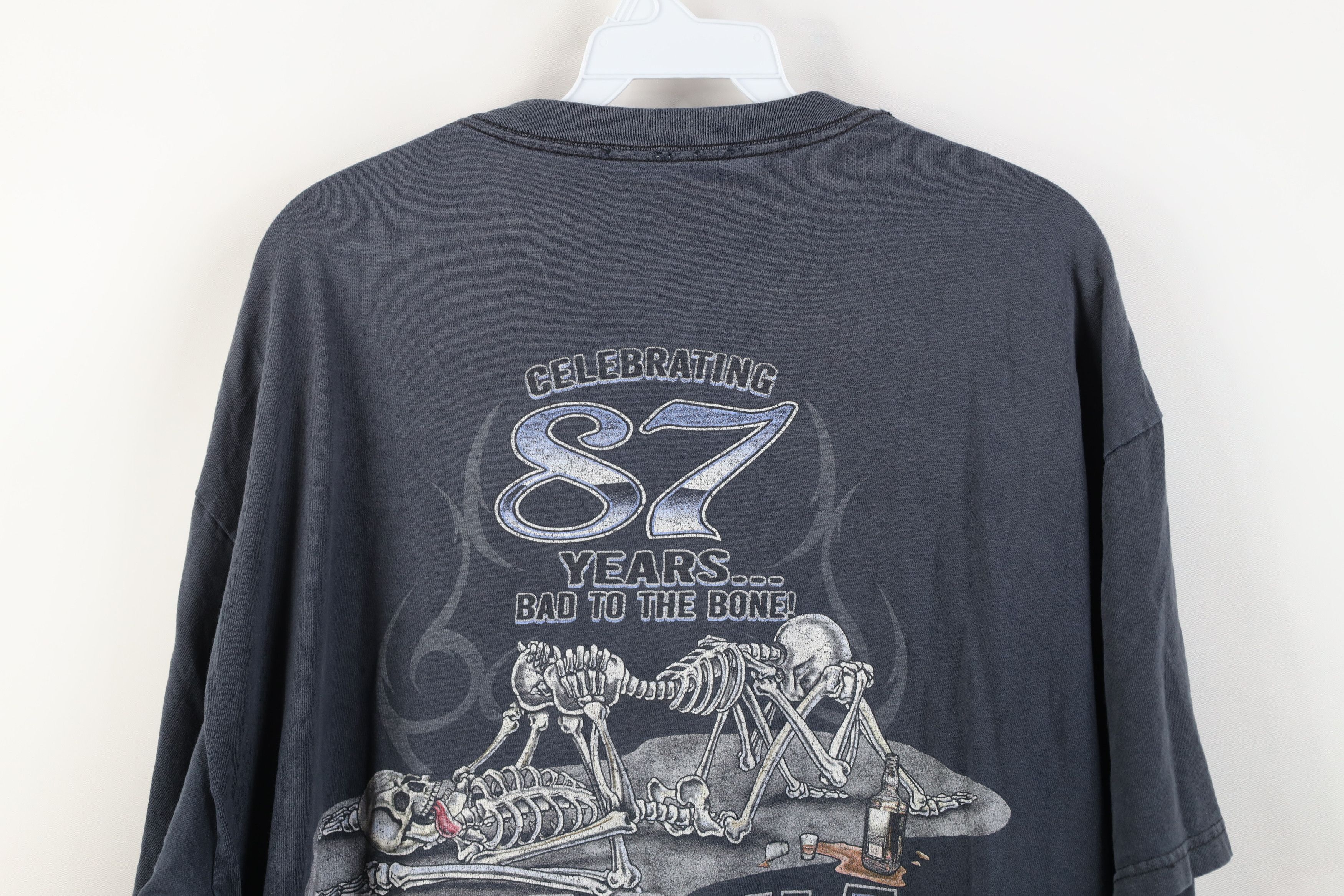 Vintage Vintage Y2K 2010 Laconia Motorcycle Week Skeleton 69 T-Shirt Size US XL / EU 56 / 4 - 15 Thumbnail