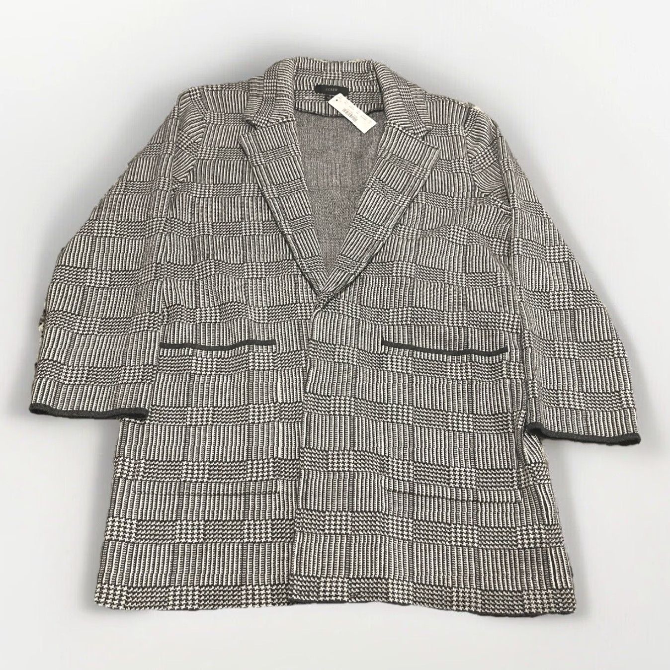 J.Crew J. Crew Sophie Open-Front Sweater Knit Blazer Glen Plaid Blazer Size S Grey Knit City Preppy Womens Size S / US 4 / IT 40 - 2 Thumbnail