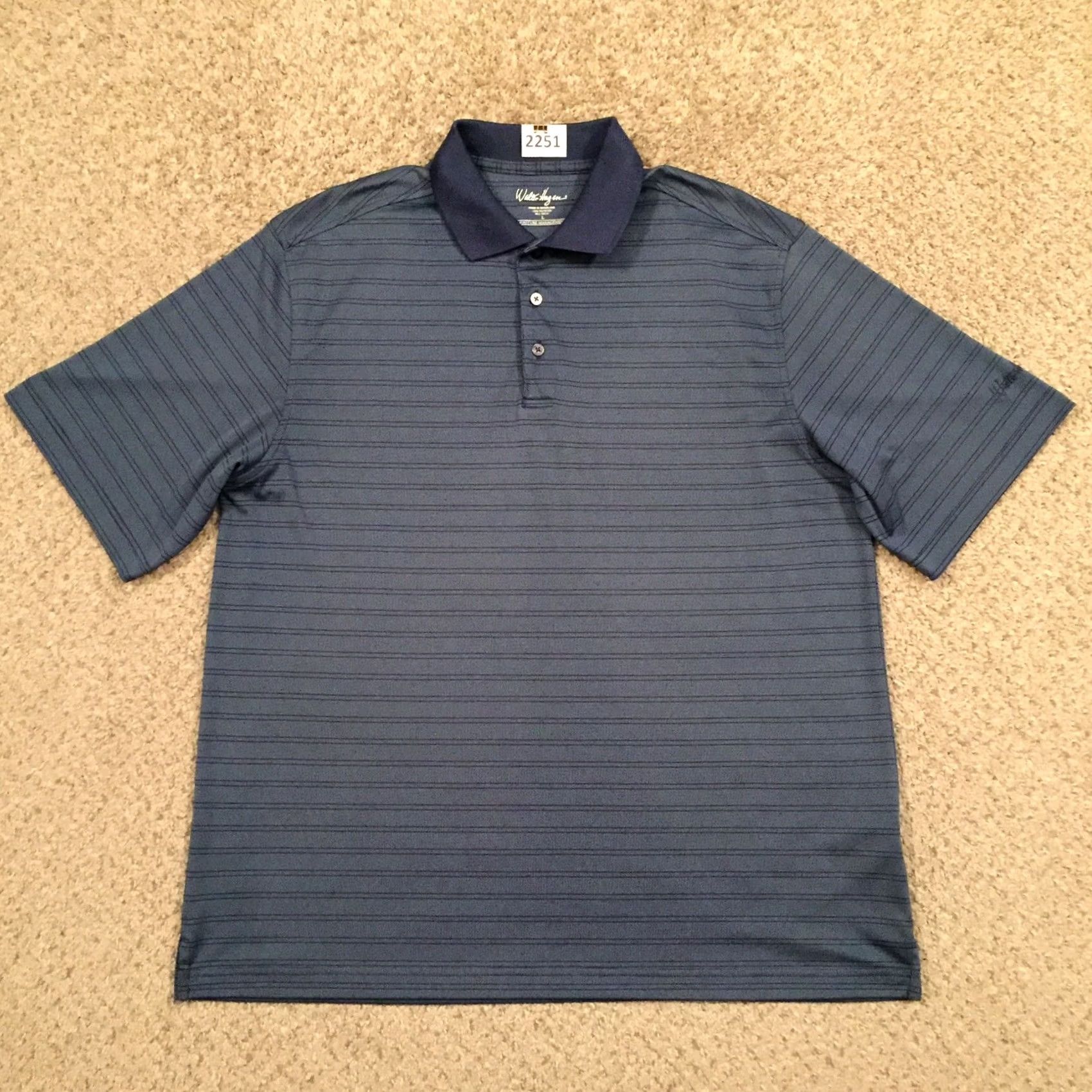 Vintage Walter Hagen Polo Shirt Mens Large Blue Striped Short Sleeve Moisture Management Shirt Size US L / EU 52-54 / 3 - 2 Thumbnail