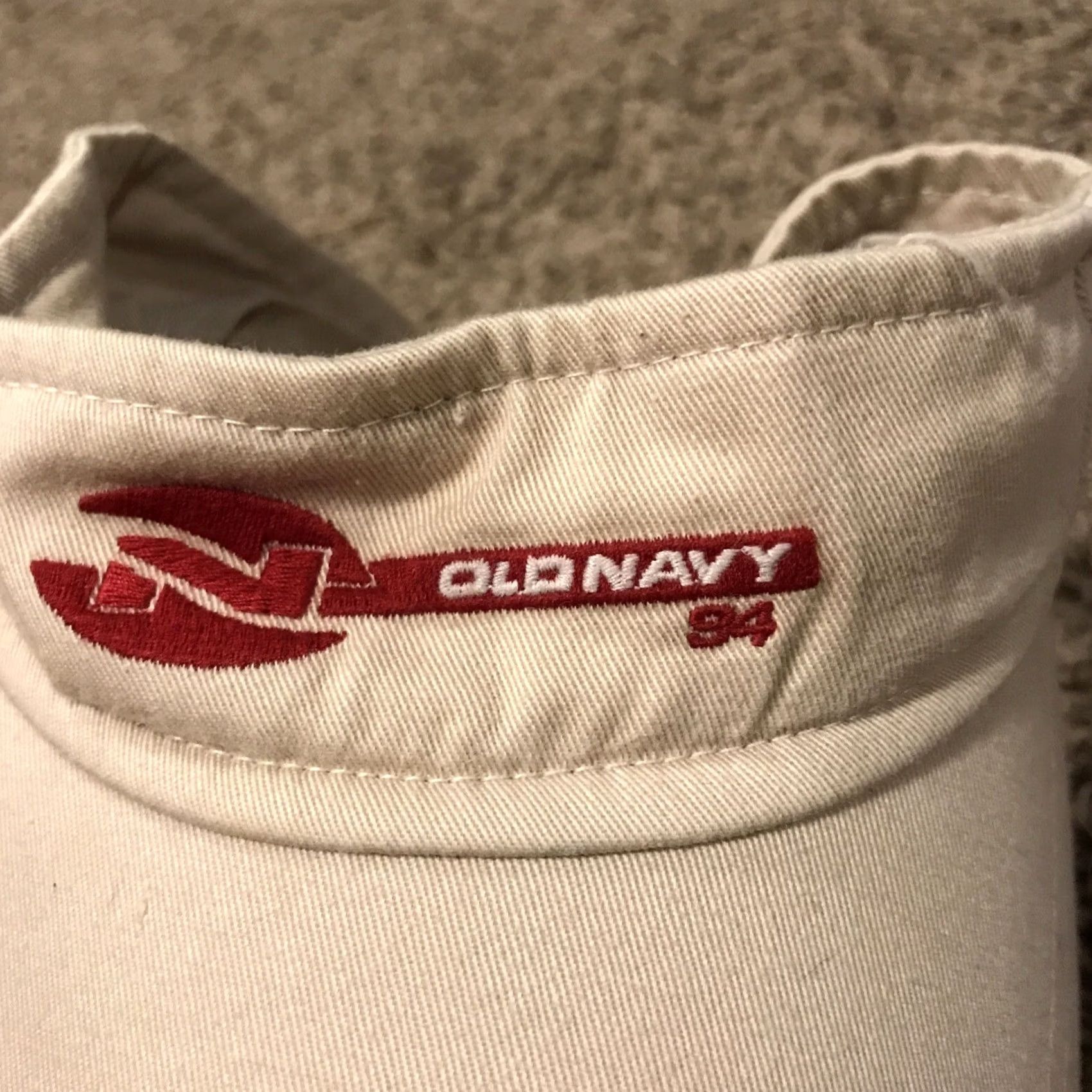 Old Navy OLD NAVY N 94 SUN VISOR/CAP BEIGE/RED SPORTS GOLF OUTDOOR ADJUSTABLE STRAPBACK Size ONE SIZE - 2 Thumbnail