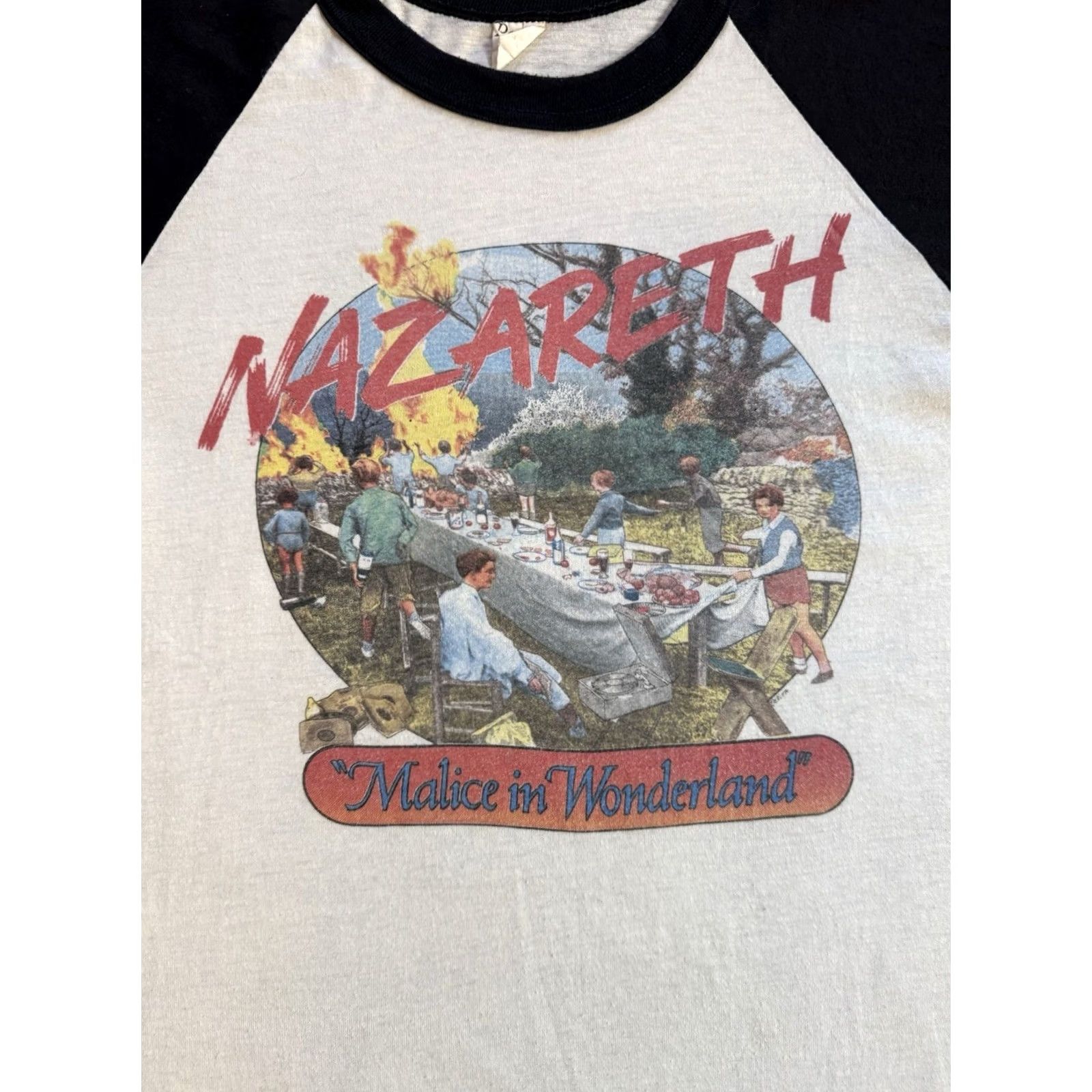 Vintage VINTAGE Nazareth Malice In Wonderland T Shirt L 1980 Funkadelic Band Music Rock White Mens Size US L / EU 52-54 / 3 - 5 Thumbnail
