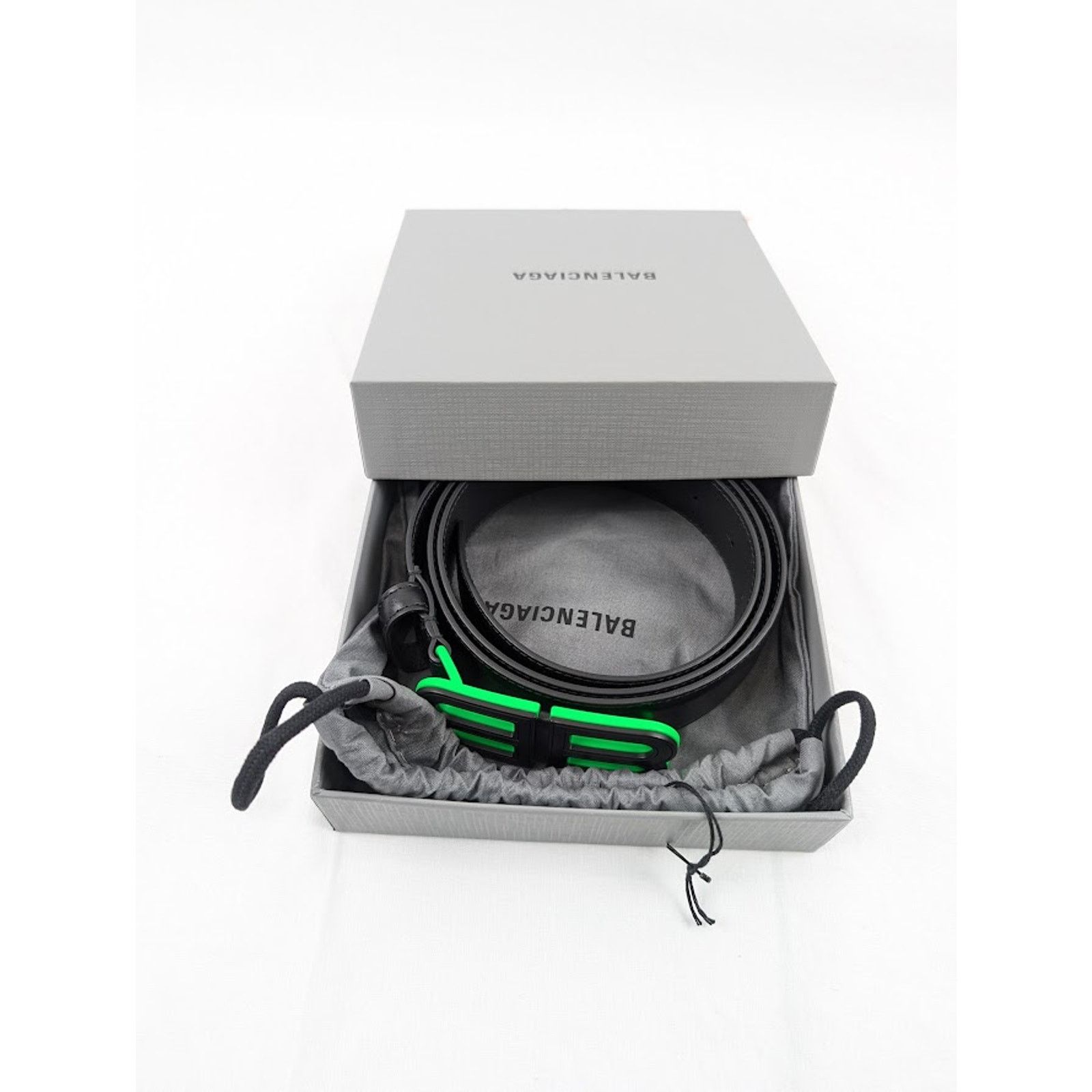 Balenciaga o1rshd1 Q:2 / Size:100 / BB Hourglass Large Belt Black/Green Size 38 - 17 Thumbnail