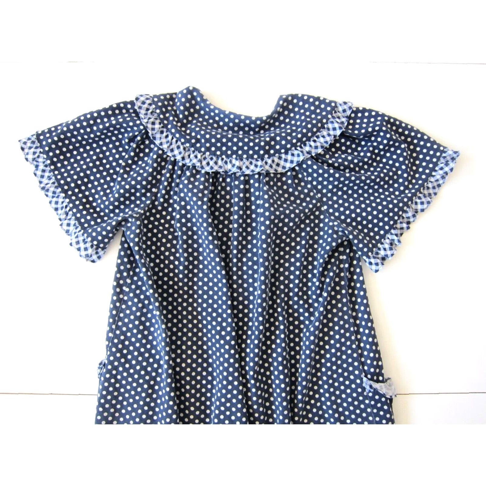Vintage Vtg Spectator II Blue White Polka Dot Pocket Button Down Maxi Muumuu Dress M-L Size L / US 10 / IT 46 - 5 Thumbnail