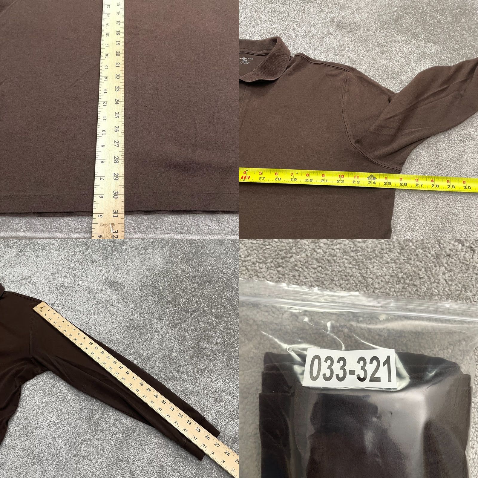 Lands' End Lands' End Polo Shirt Mens XLT Brown Long Sleeve 100% Cotton Casual Outdoor Top Shirt Regular Big & Tall Mens Size US XL / EU 56 / 4 - 8 Thumbnail