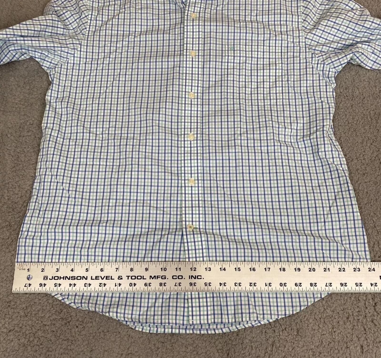 Izod Men's L Large Blue/Aqua Long Sleeve Cotton Casual Button Up Size 42R - 7 Thumbnail