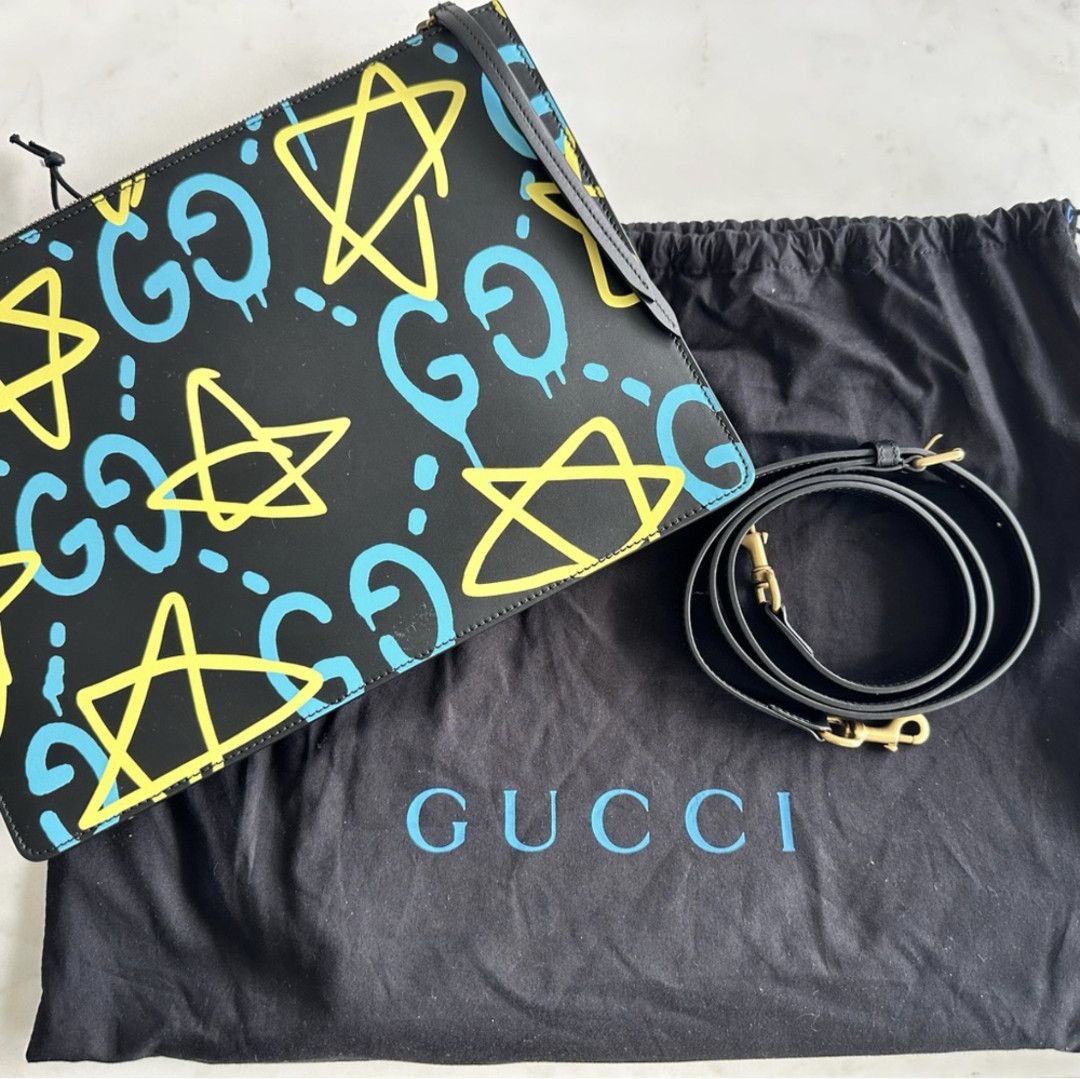 image of Gucci Ghost Messenger Bag in Blue, Men's