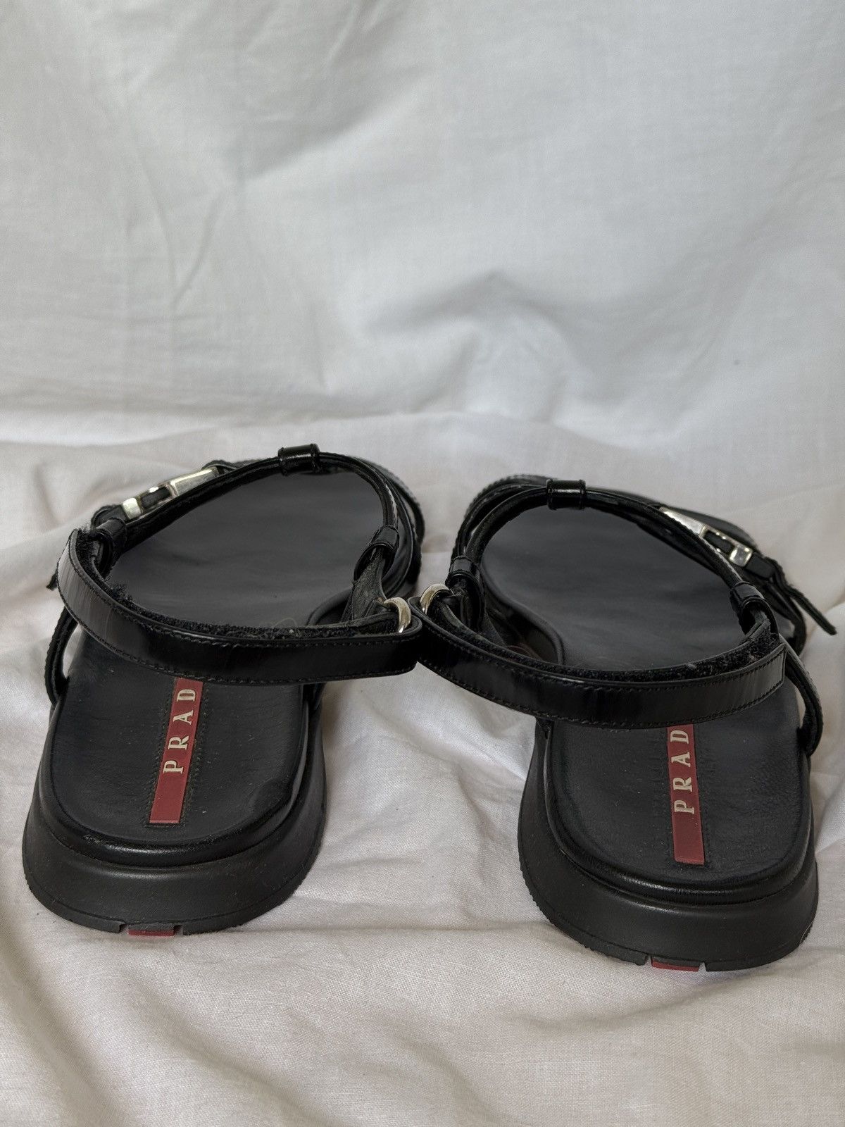 Prada Prada Black Leather Strappy Sandals Buckle Size US 7.5 / IT 37.5 - 8 Thumbnail