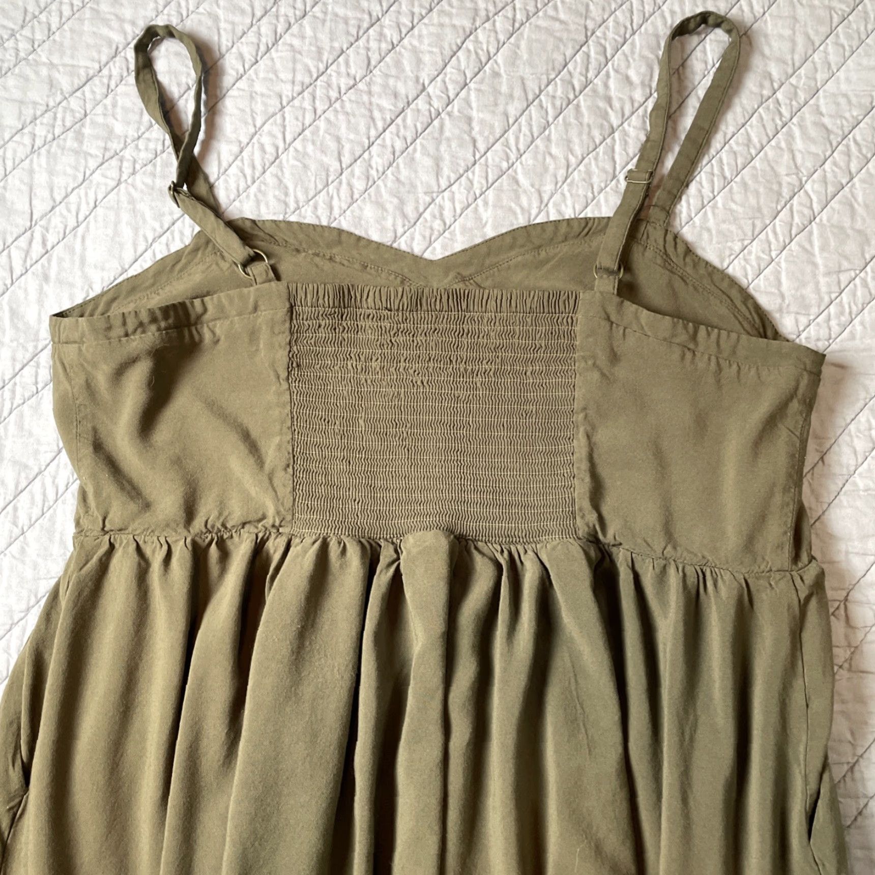 Torrid Torrid Sundress Olive Green Pockets Adjustable Straps Smocked Back Midi 100% Cotton Sleeveless Plus Size 1 Womens Size XS / US 0-2 / IT 36-38 - 7 Thumbnail