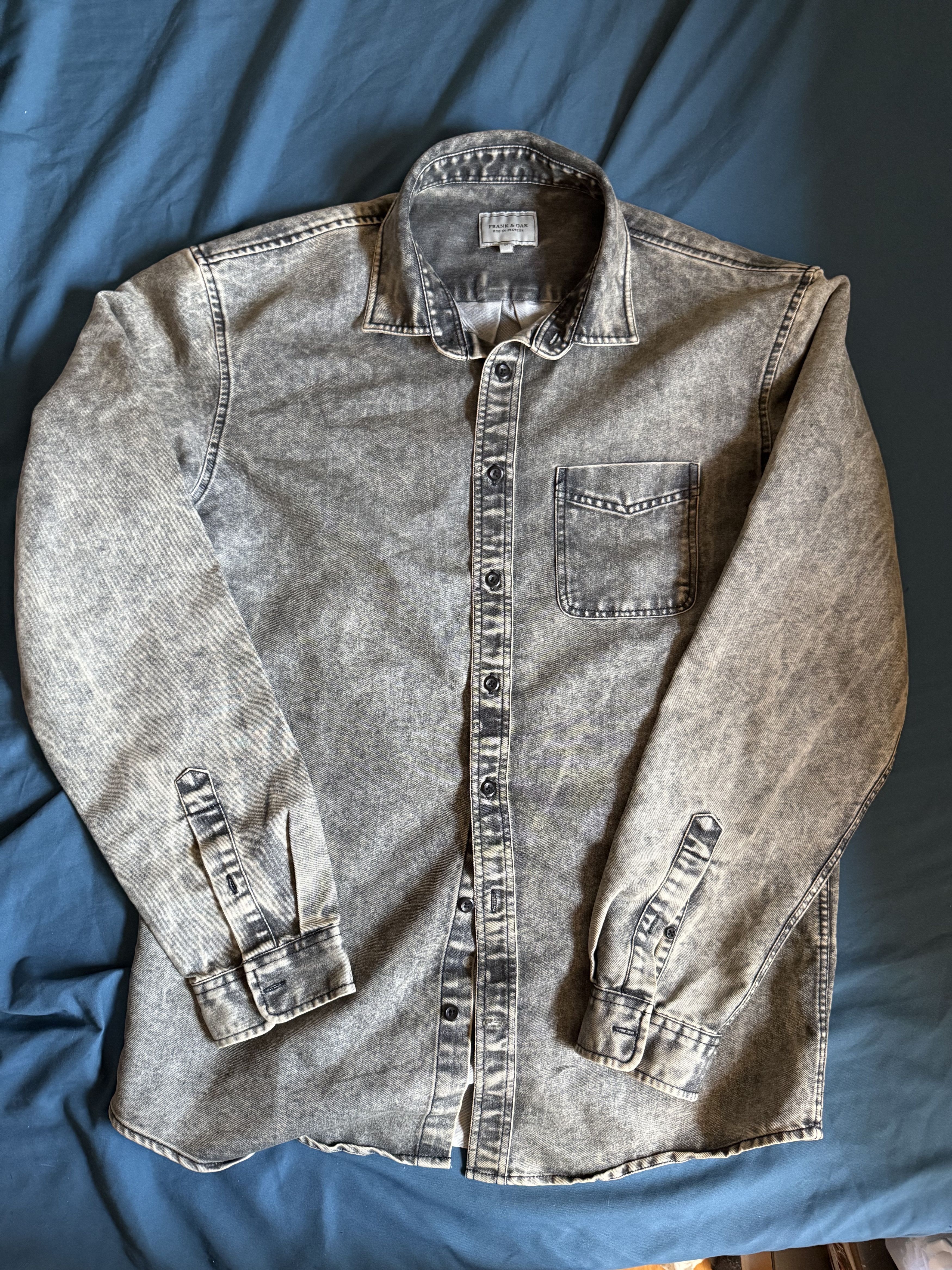 Frank & Oak Frank & Oak acid wash denim button up shirt slim med $89.50 Size US M / EU 48-50 / 2 - 2 Thumbnail