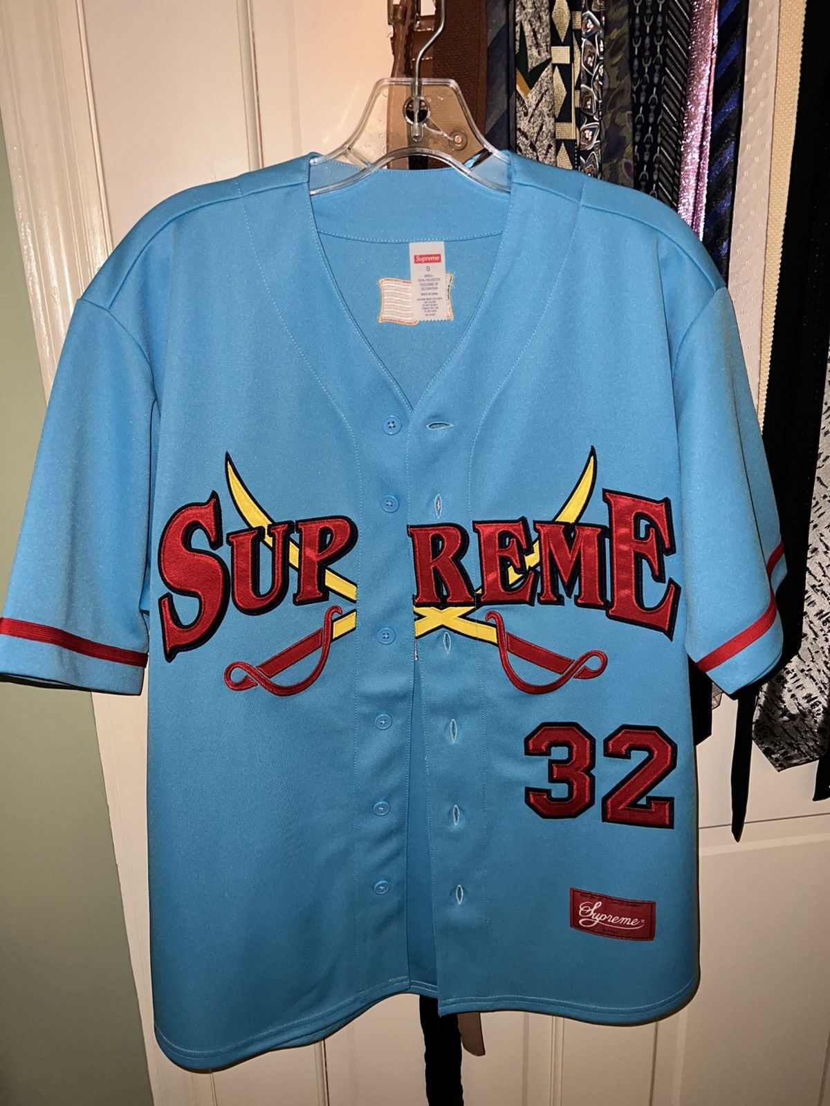 Supreme Supreme Swords Baseball Jersey (FW ‘25 - Blue) Size US S / EU 44-46 / 1 - 1 Thumbnail