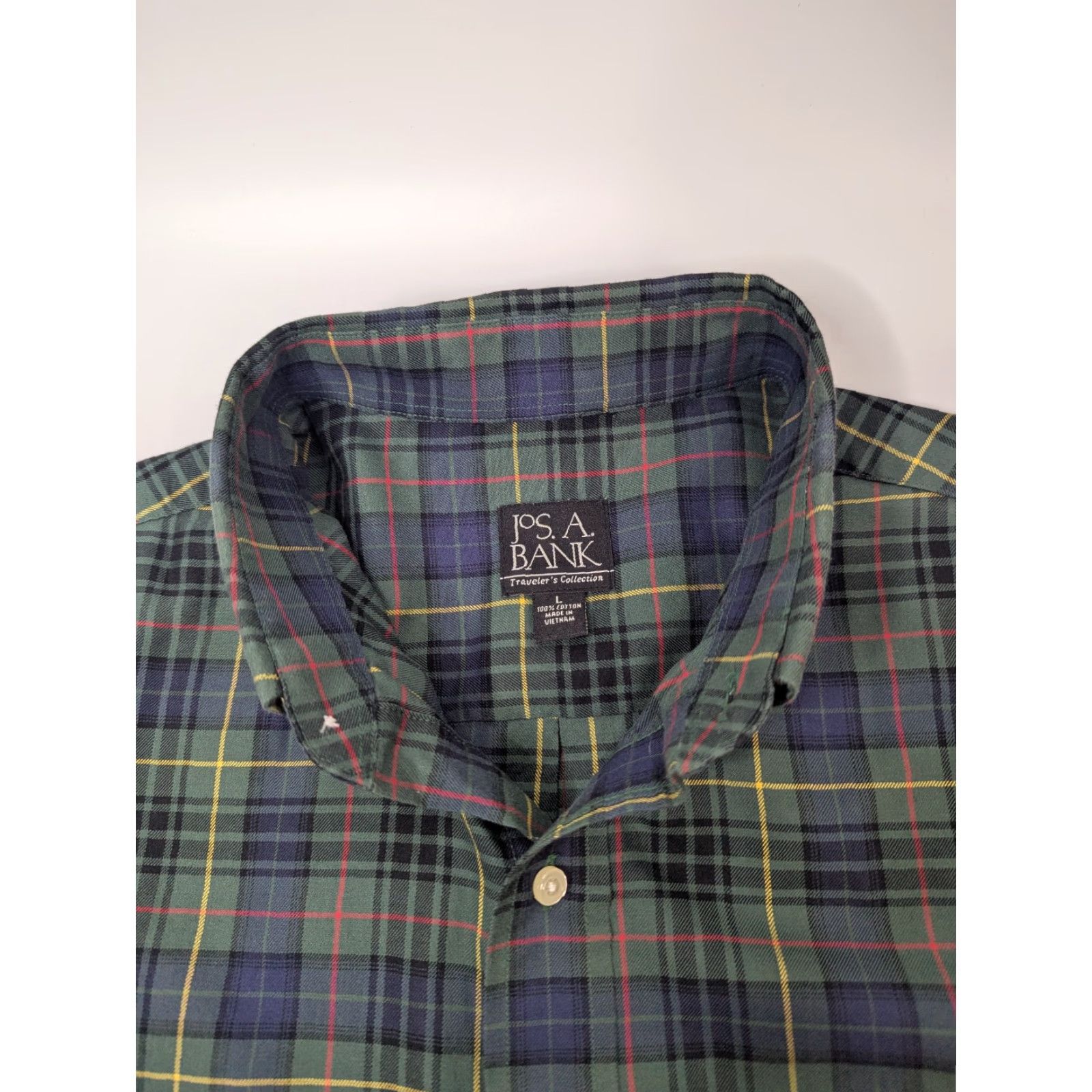 Jos. A. Bank Jos. A. Bank Traveler Mens Large Black Plaid Long Sleeve Button-Down Shirt Size US L / EU 52-54 / 3 - 7 Thumbnail