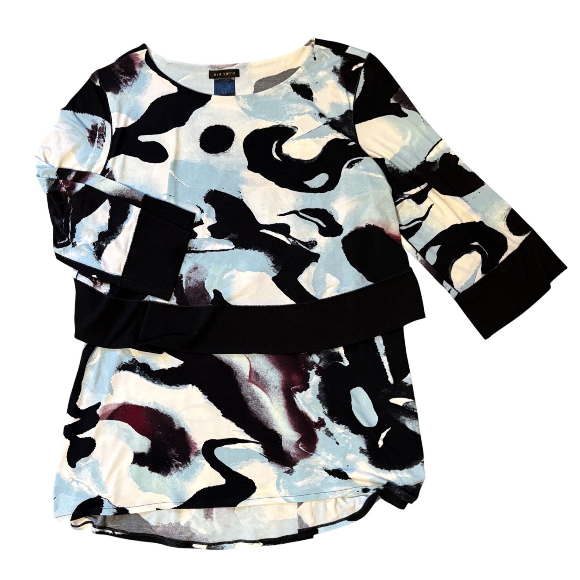 Other Eva Varro XL Tunic Dress 3/4 Sleeves Layered Stretch Knit Je Size XL / US 12-14 / IT 48-50 - 1 Thumbnail