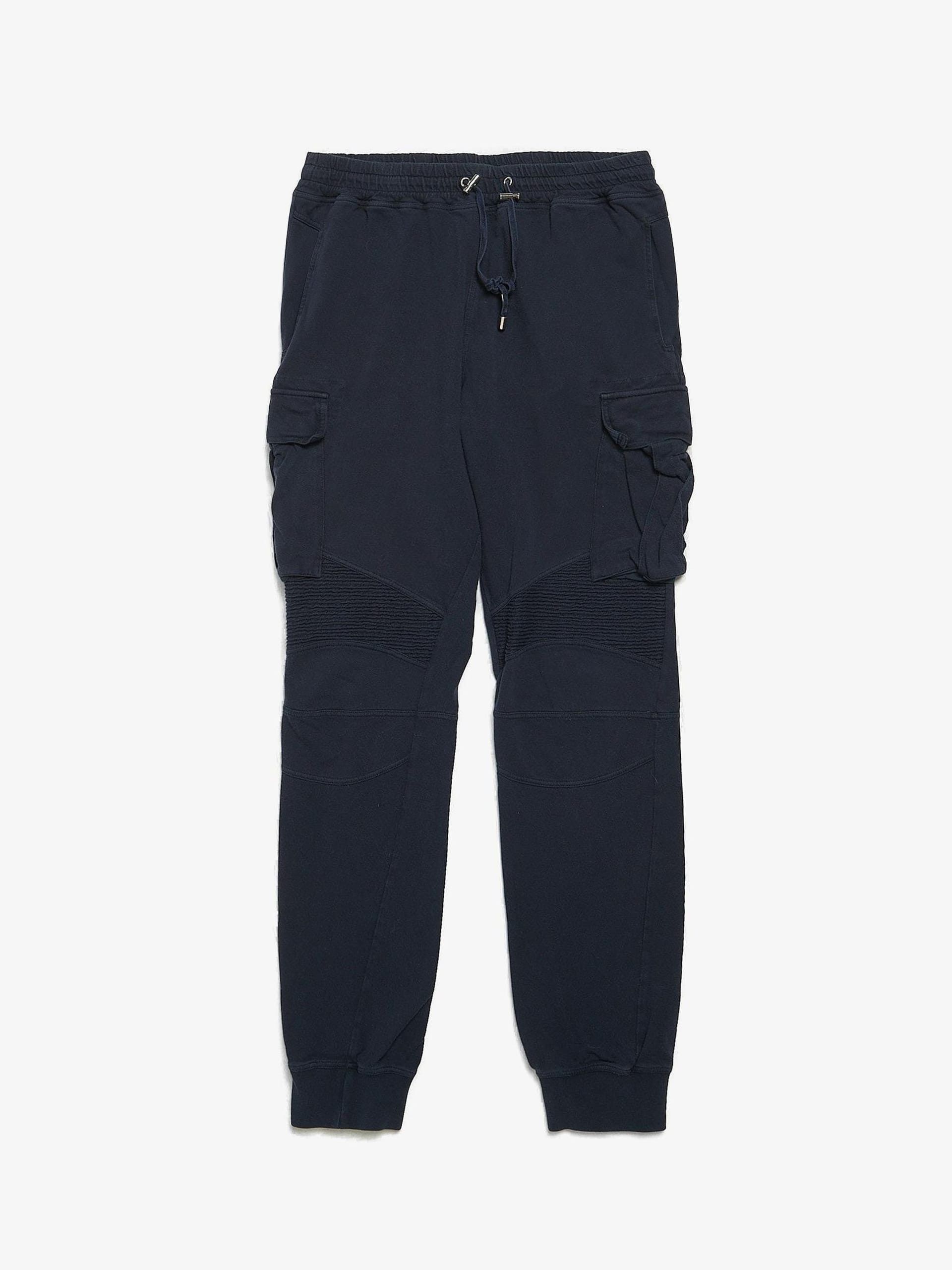 image of Balmain Navy Cargo Cotton Sweatpants, Men's (Size 36)