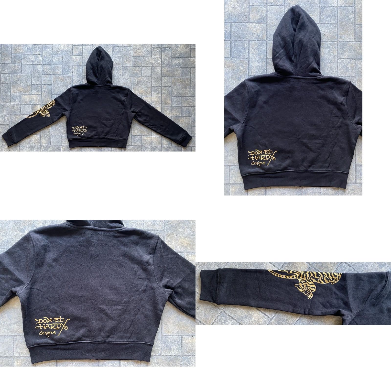 Ed Hardy Ed Hardy Hoodie Womens XL Tiger Y2K Black Cropped Zip Up Roses Tattoo Graphic Print Pockets Full Zip Size XL / US 12-14 / IT 48-50 - 9 Thumbnail