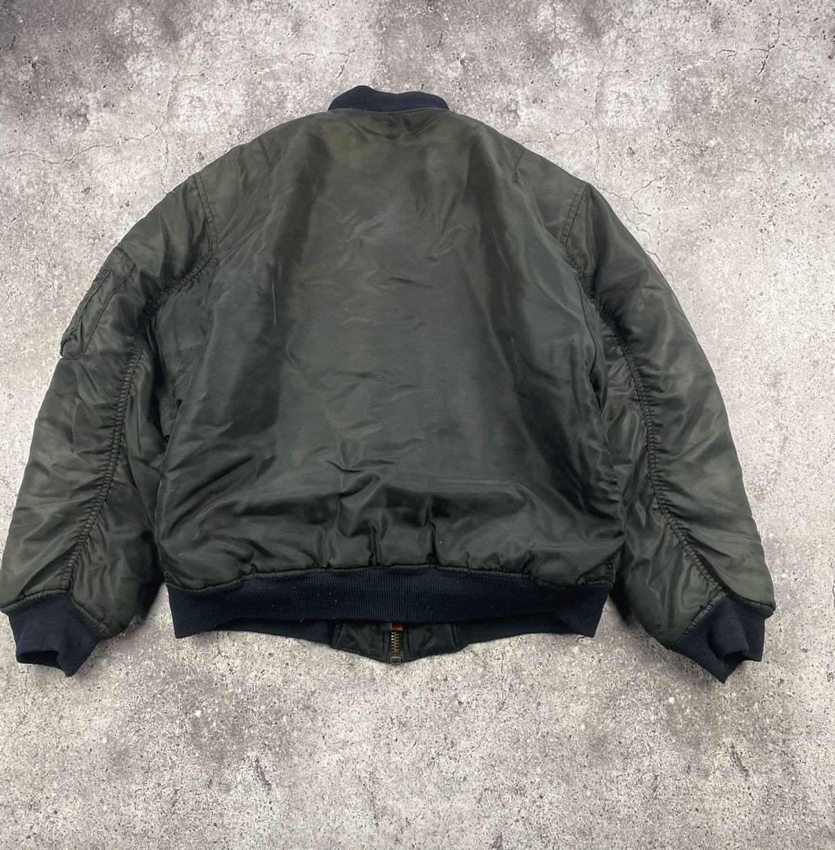 Vintage 90s Boxy MA-1 Military Reversible FADED Bomber DISTRSSED Size US L / EU 52-54 / 3 - 14 Thumbnail