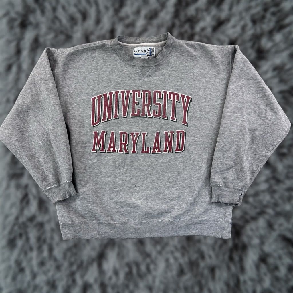 Vintage VINTAGE Gear For Sports Sweatshirt Mens Large Gray USA 90s University of Maryland Basketball Crew Neck Pullover Logo Graphic Print All Seasons Size US L / EU 52-54 / 3 - 1 Thumbnail