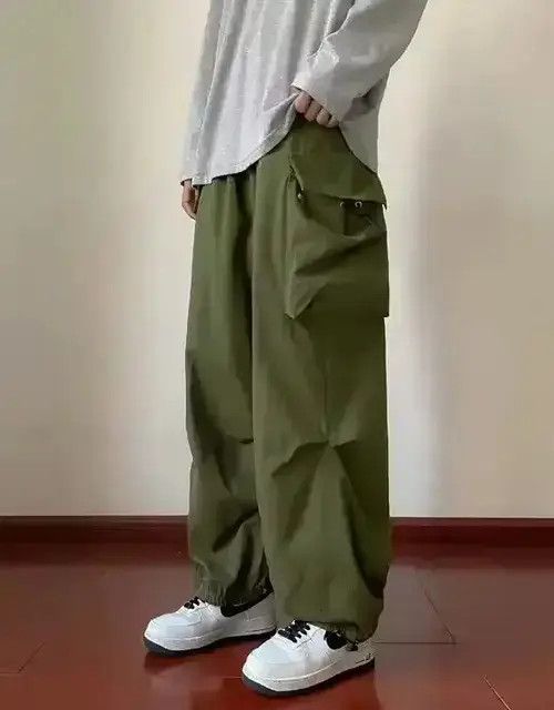 Japanese Brand × Vintage Cargo Pants - "Parachute" Style Pants - Green Baggy Pants Size US 30 / EU 46 - 1 Thumbnail