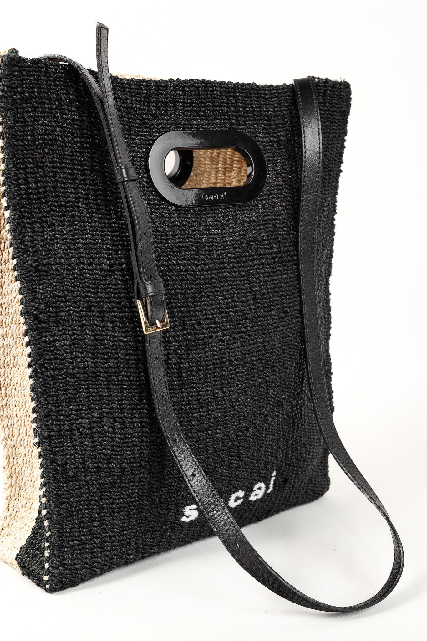 Sacai Sacai Abacá Medium Shopper Bag w/ Multi-Carry Calfskin Strap Size ONE SIZE - 6 Thumbnail