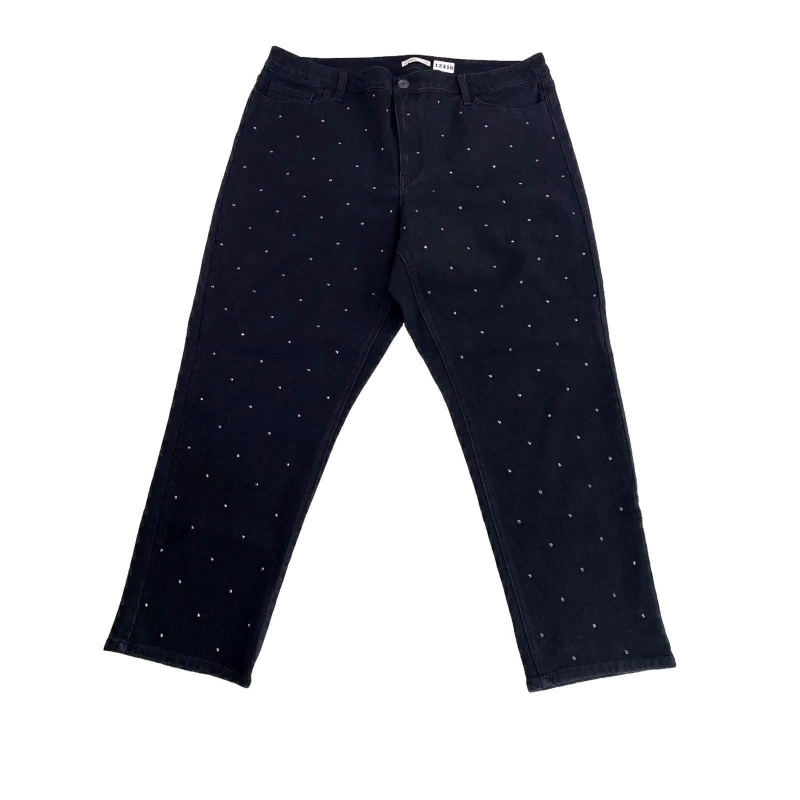 Vintage Intempo Womens Rhinestone Black Stretch Skinny Jeans Size 20-12316 Den... Size 42" / US 20 - 5 Thumbnail