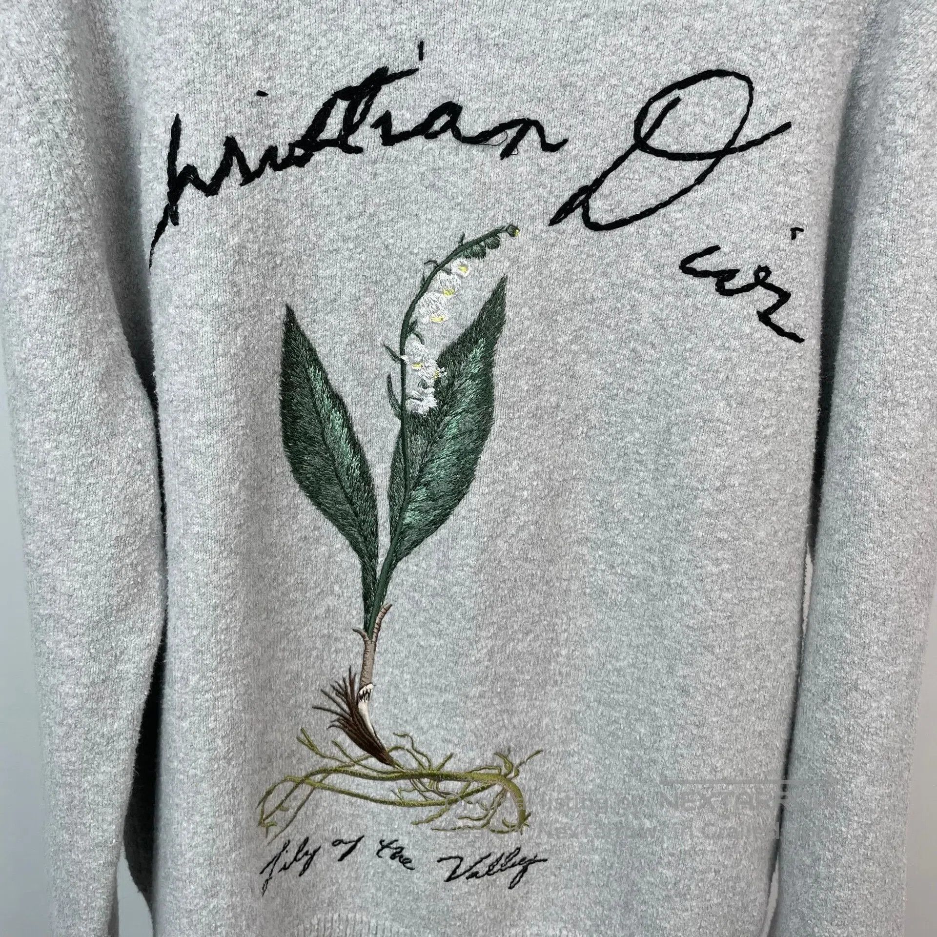 Dior Dior Lilac Flower Embroidered Grey Cotton-blend Long-sleev Size US L / EU 52-54 / 3 - 3 Thumbnail