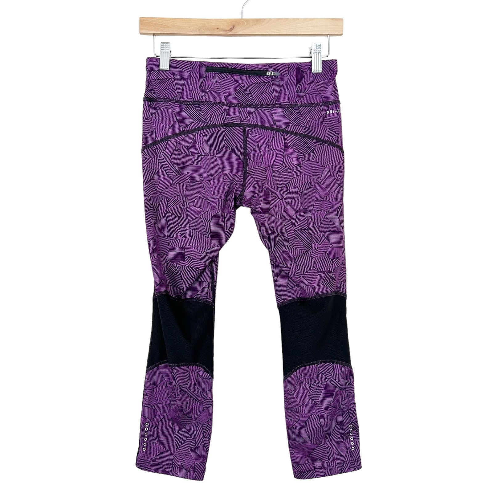 Nike Nike Dri Fit Purple Black Cropped Leggings Sz S Size 27" / US 4 / IT 40 - 3 Thumbnail
