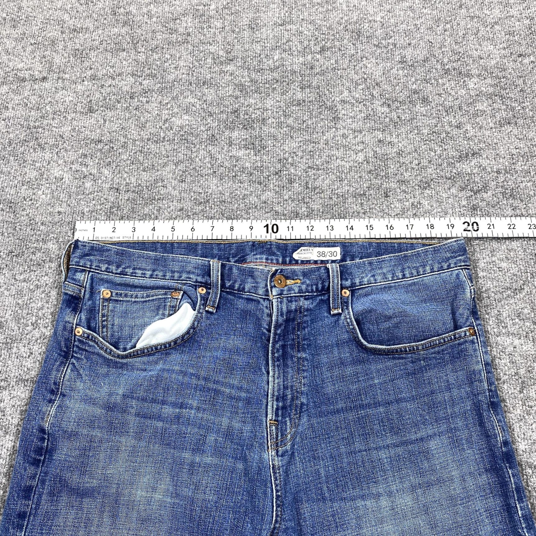 Vintage LEMIEUX Jeans Mens 38x27 Blue Relaxed Straight Light Wash Denim Stretch Jeans Size US 38 / EU 54 - 5 Thumbnail