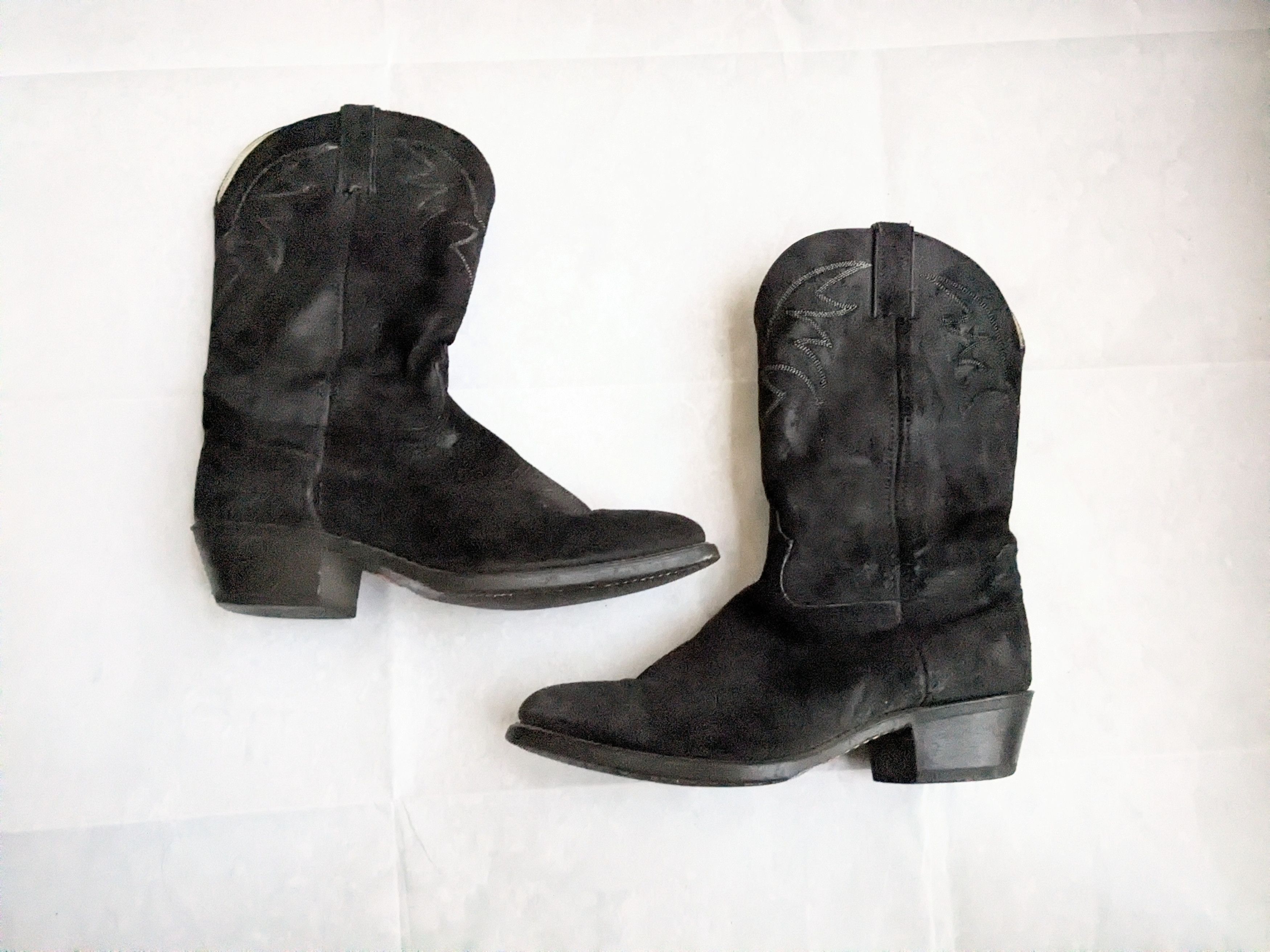 Genuine Leather Vintage Cowboy Boots Black Leather 10 W Wide USA Size US 10 / EU 43 - 1 Thumbnail