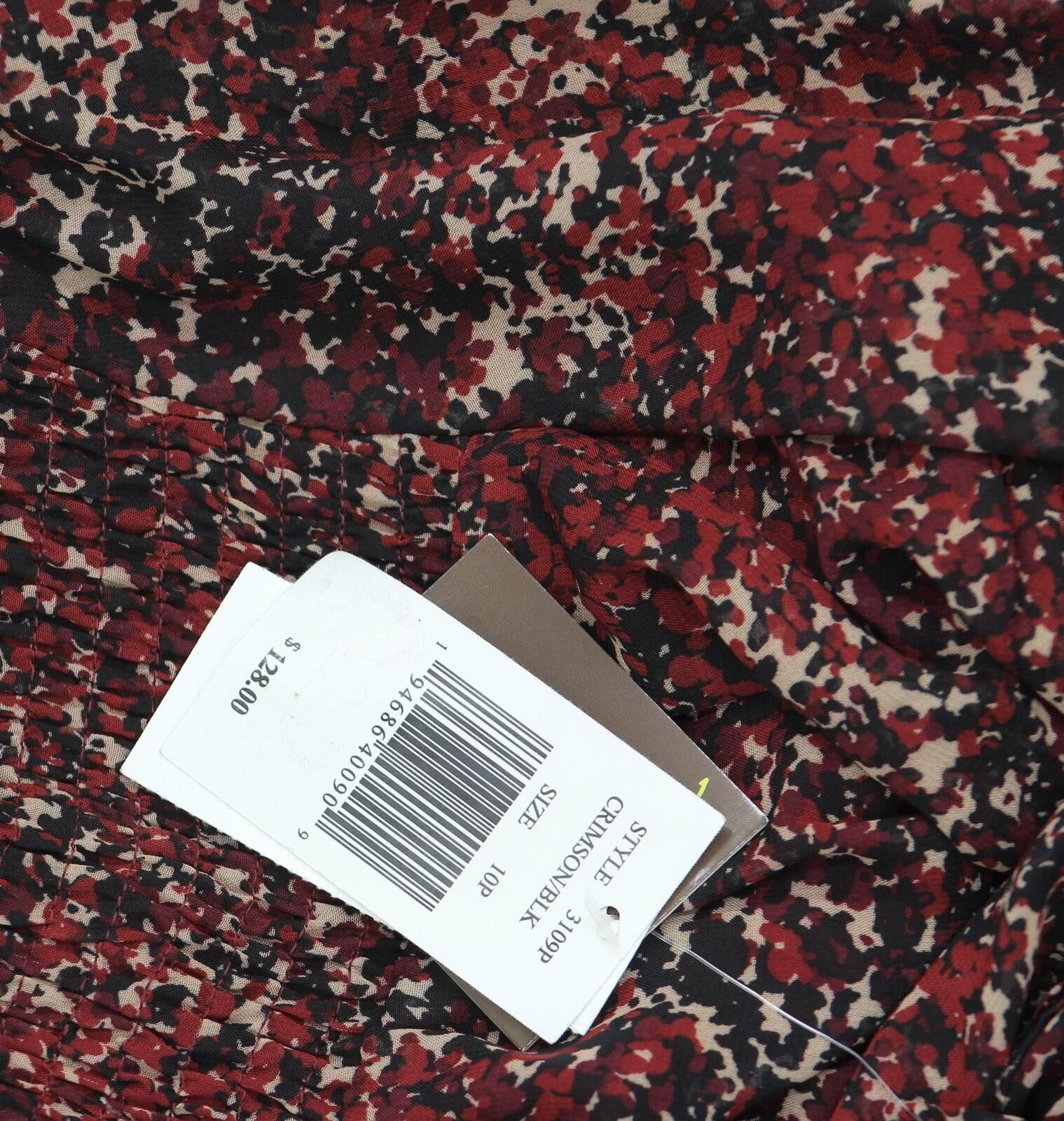 Ann Taylor Nwt Taylor Petite Chiffon Dress 3109p Crimson / Black 10p Size L / US 10 / IT 46 - 3 Thumbnail
