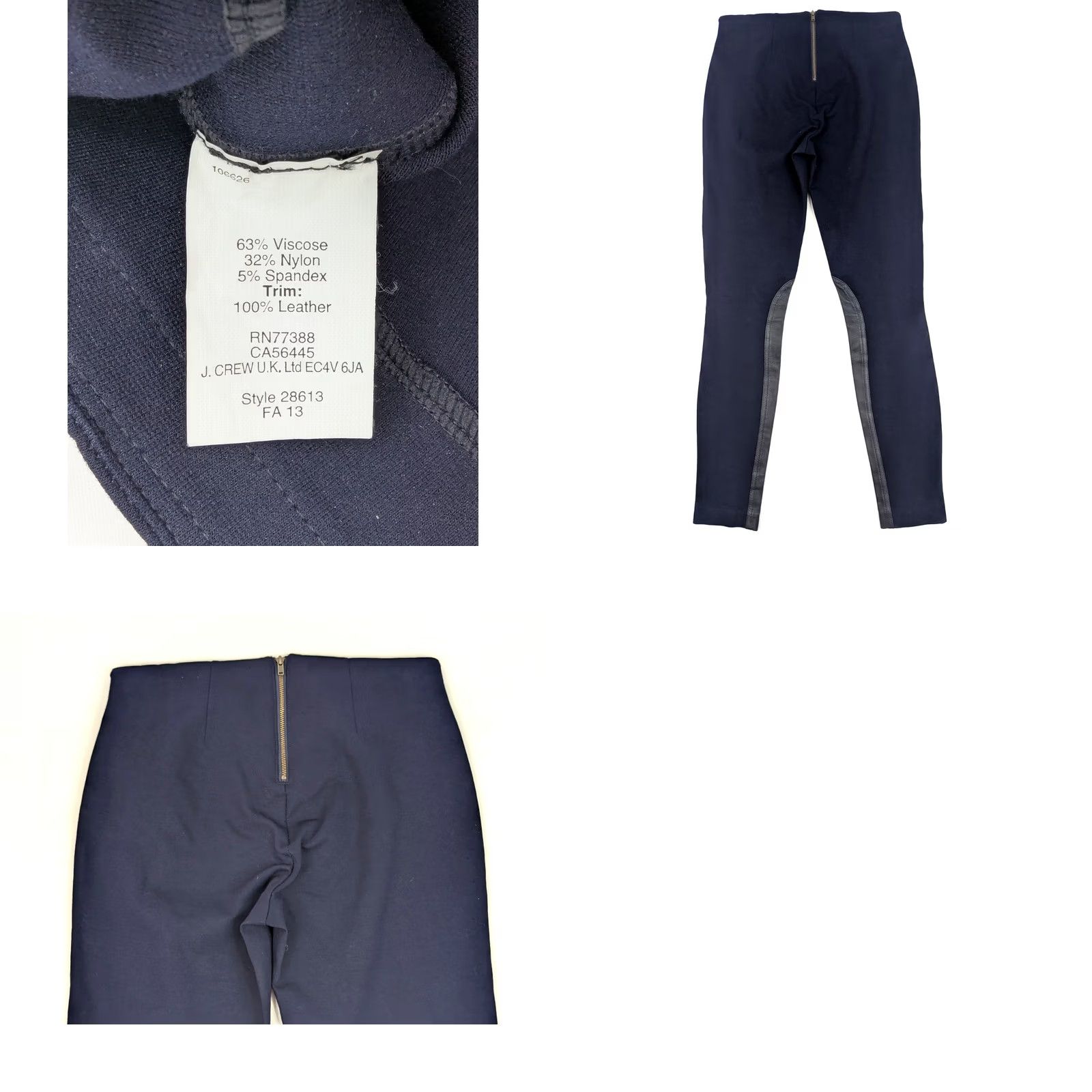 J.Crew J.Crew Pants Women 0 Blue Leather Trim Equestrian Style Skinny Legging 26x27 Size 25" / US 0 / IT 36 - 8 Thumbnail