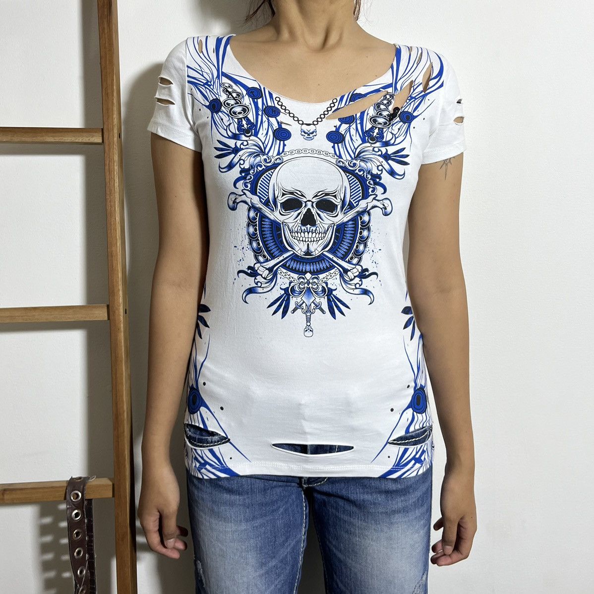 Ed Hardy × Japanese Brand Sick Y2k pierced Skull ripped tee Ed hardy style Size US S / EU 44-46 / 1 - 3 Thumbnail