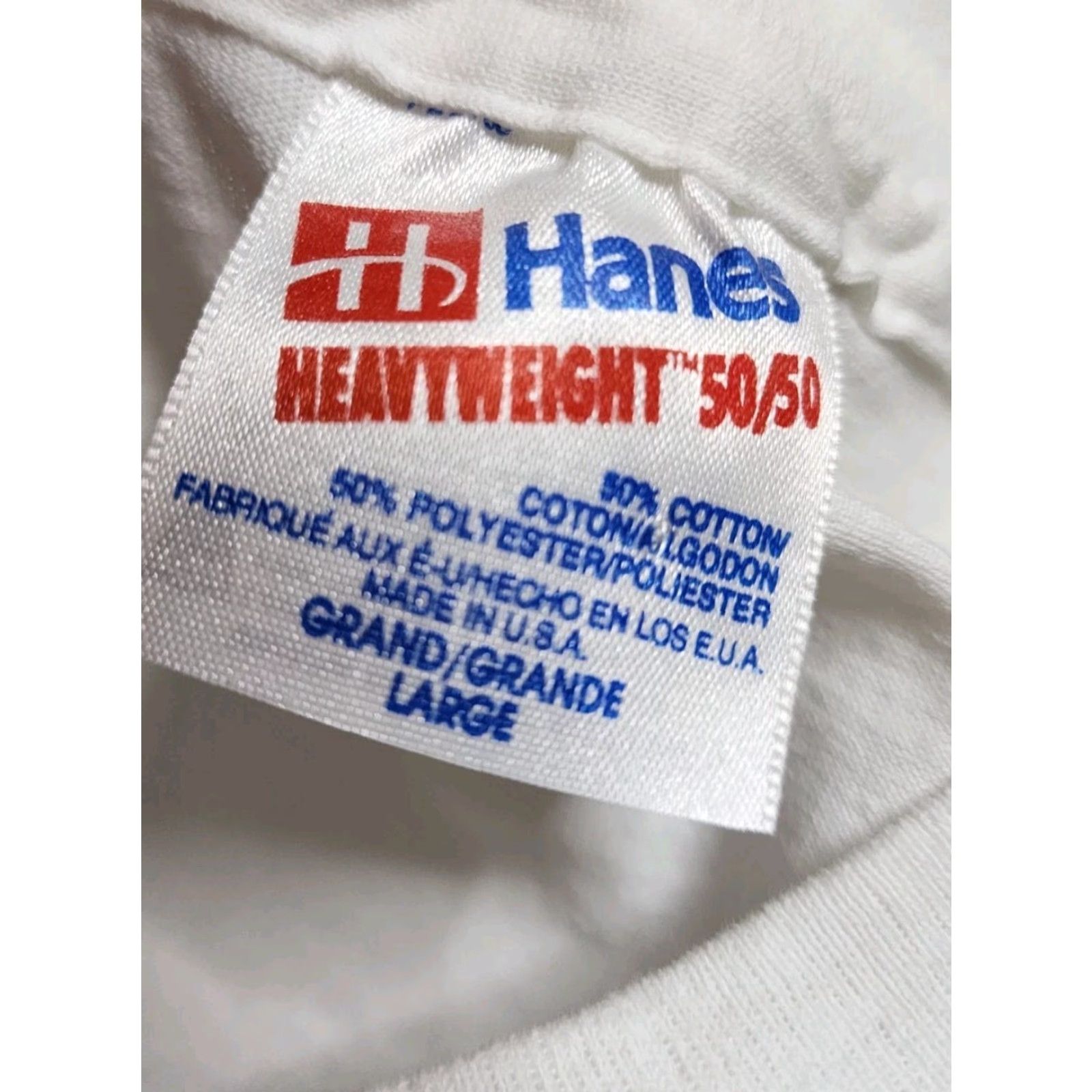 Hanes Vintage 1980s Hanes Mens L Cotton Short Sleeve Graphic T-Shirt White Christmas Poinsettia Distressed Size US L / EU 52-54 / 3 - 8 Thumbnail