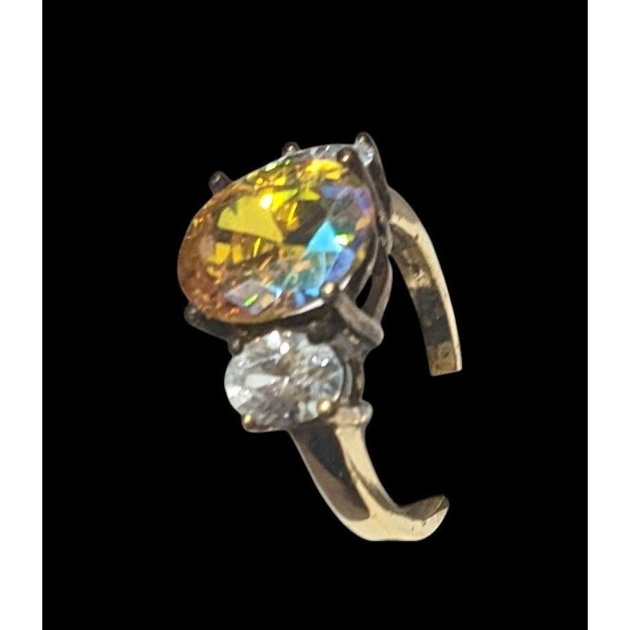 Other Brilliant Three Stone Sterling Silver Gold Tone Plated Engag Size ONE SIZE - 13 Thumbnail
