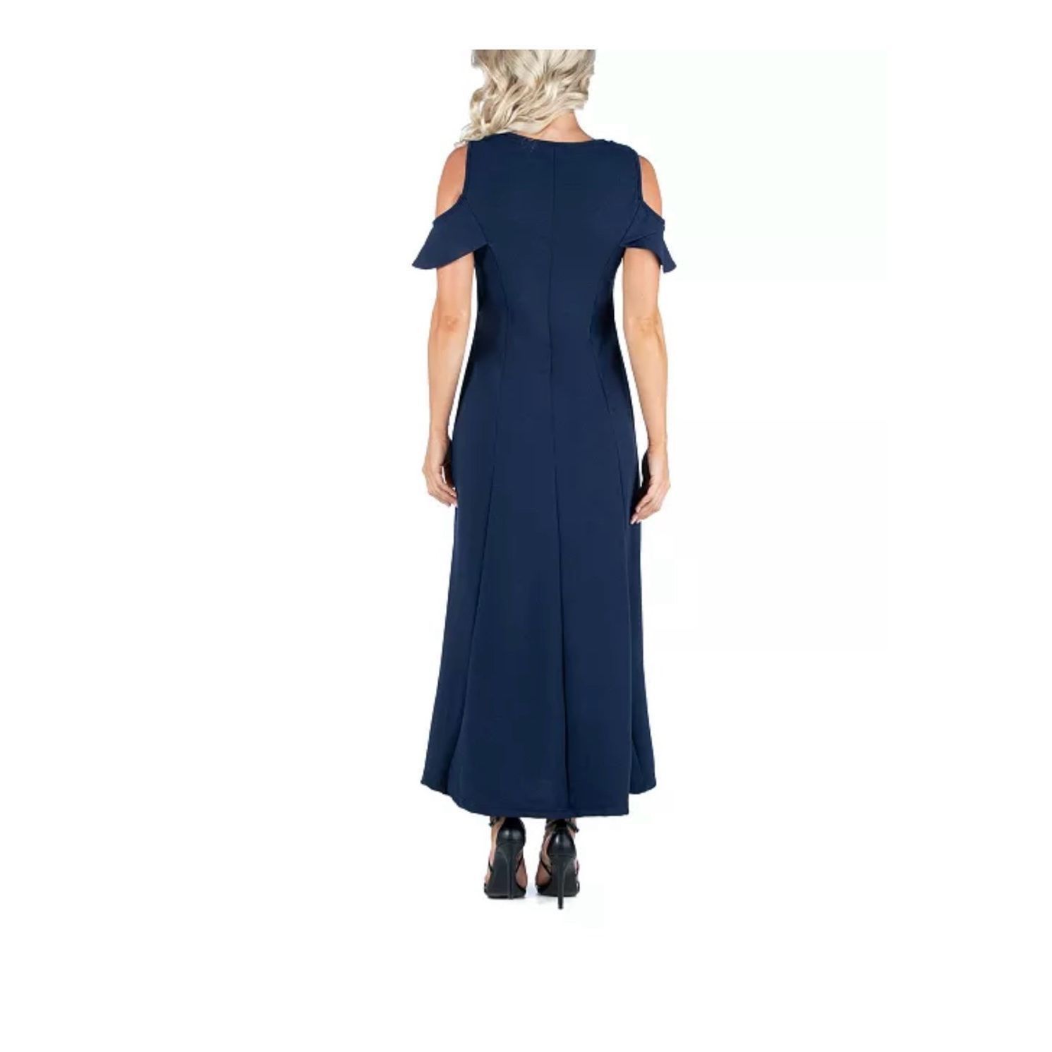Other 24seven Comfort Apparel Ruffle Cold Shoulder Maxi Dress, For Size 3XL / US 20-22 - 3 Thumbnail