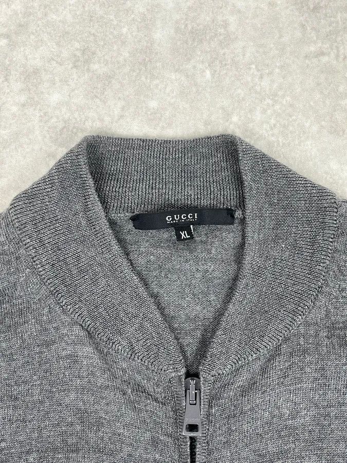 Gucci AW2010 Gucci Dark Grey Wool Embroidered Logo Zip-up Sweater Size US M / EU 48-50 / 2 - 10 Thumbnail