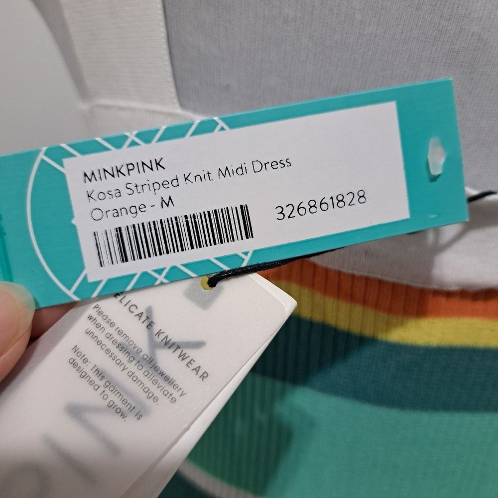 MINKPINK MinkPink Kosa Striped Knit Midi Dress Orange Multi Color Med Size M / US 6-8 / IT 42-44 - 5 Thumbnail